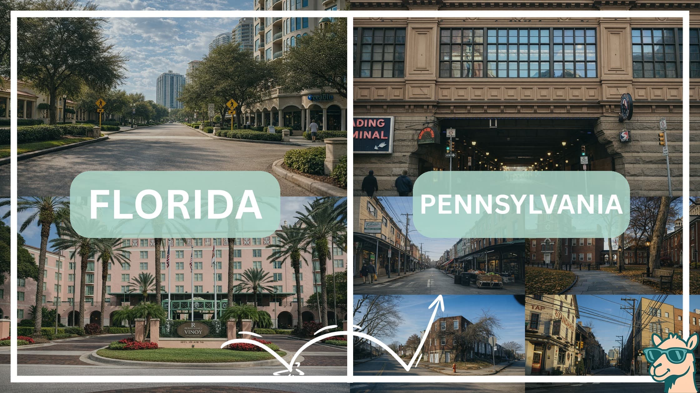 comparison of hotspots between neighborhoods in Florida and Pennsylvania