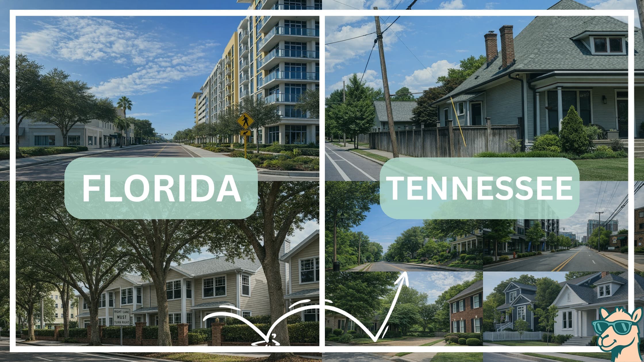 comparison of housing options and types between neighborhoods in Florida and Tennessee