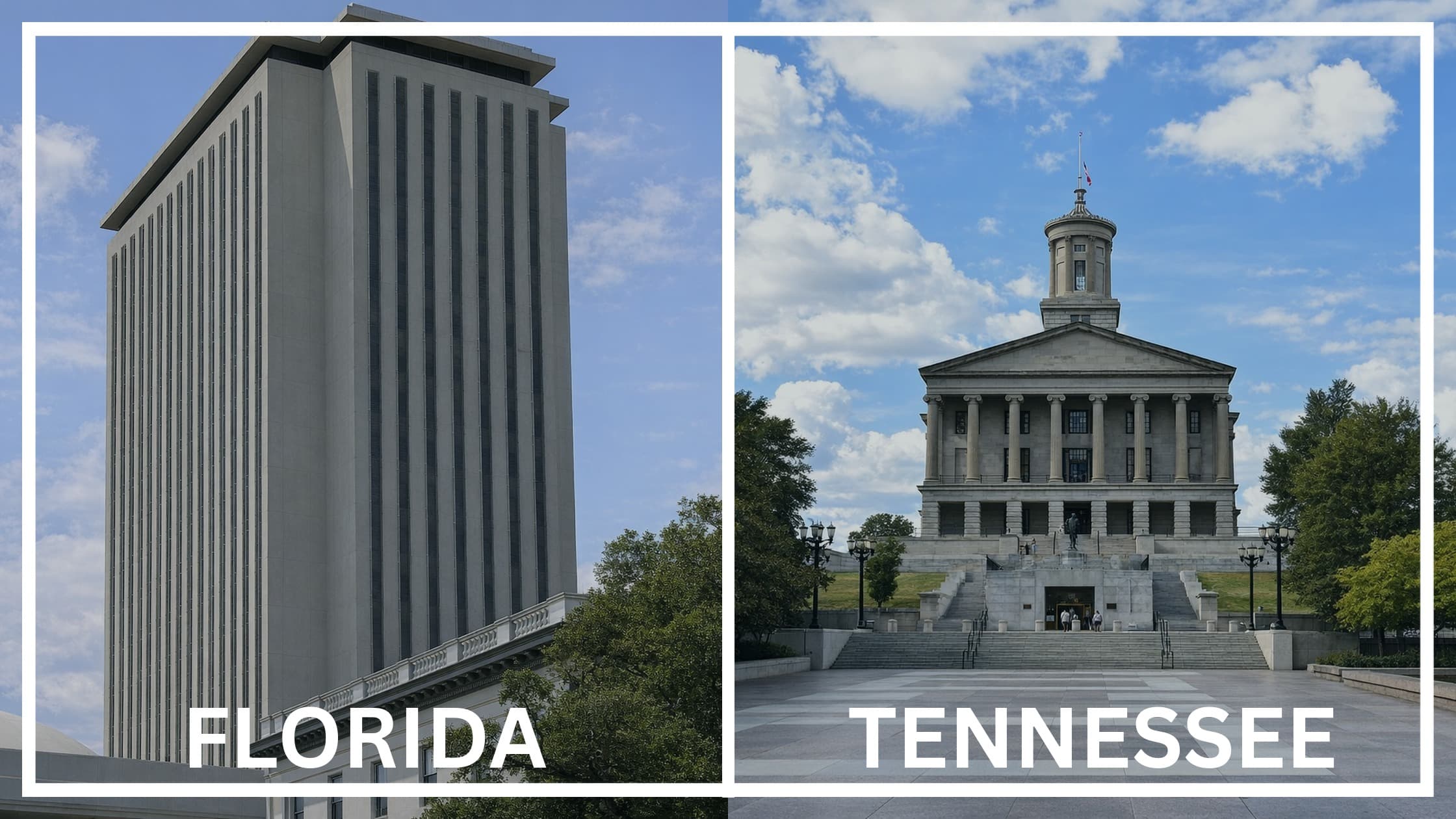 Comparing the state capitol buildings between Florida and Tennessee.