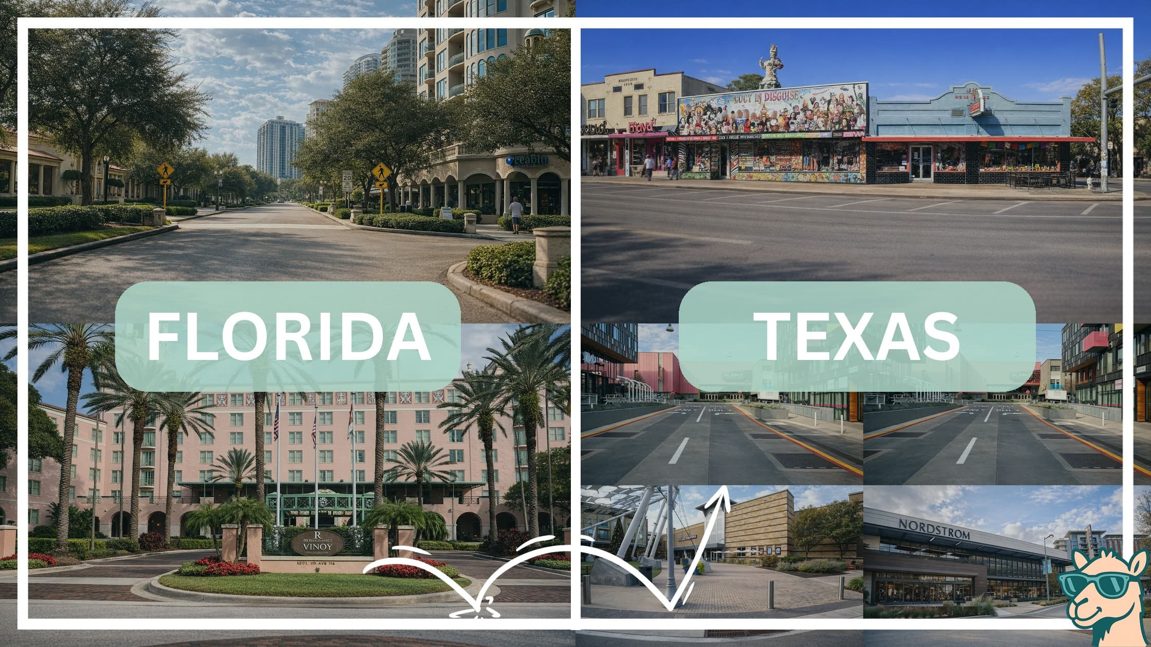 comparison of hotspots between neighborhoods in Florida and Texas