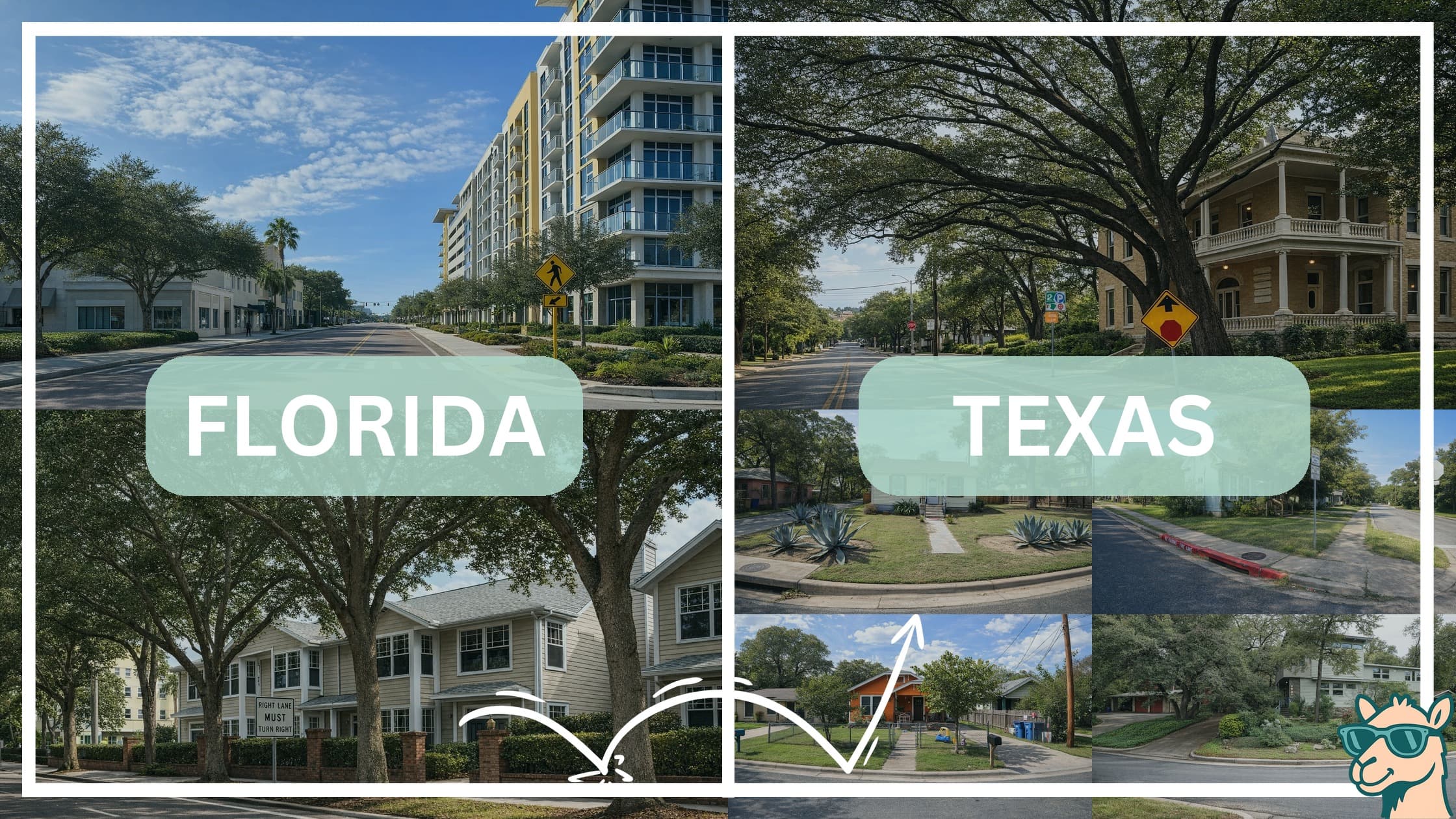 comparison of housing options and types between neighborhoods in Florida and Texas