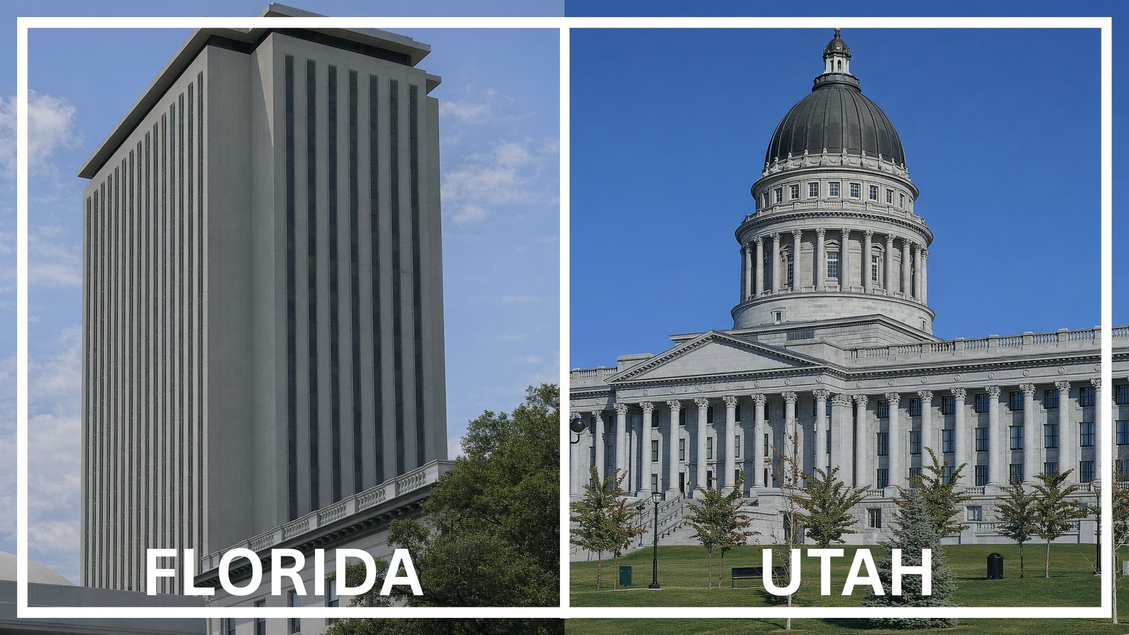 Comparing the state capitol buildings between Florida and Utah.