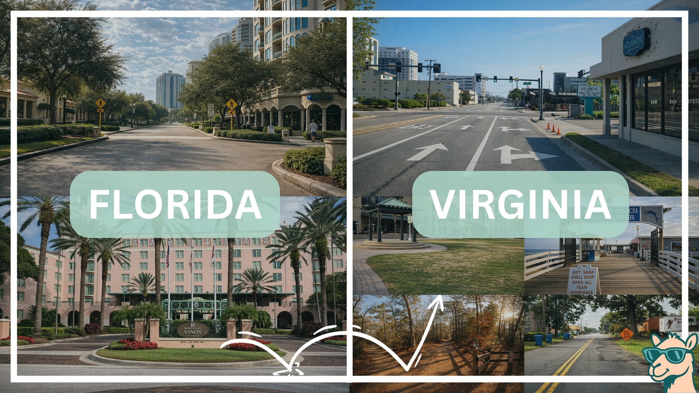 comparison of hotspots between neighborhoods in Florida and Virginia