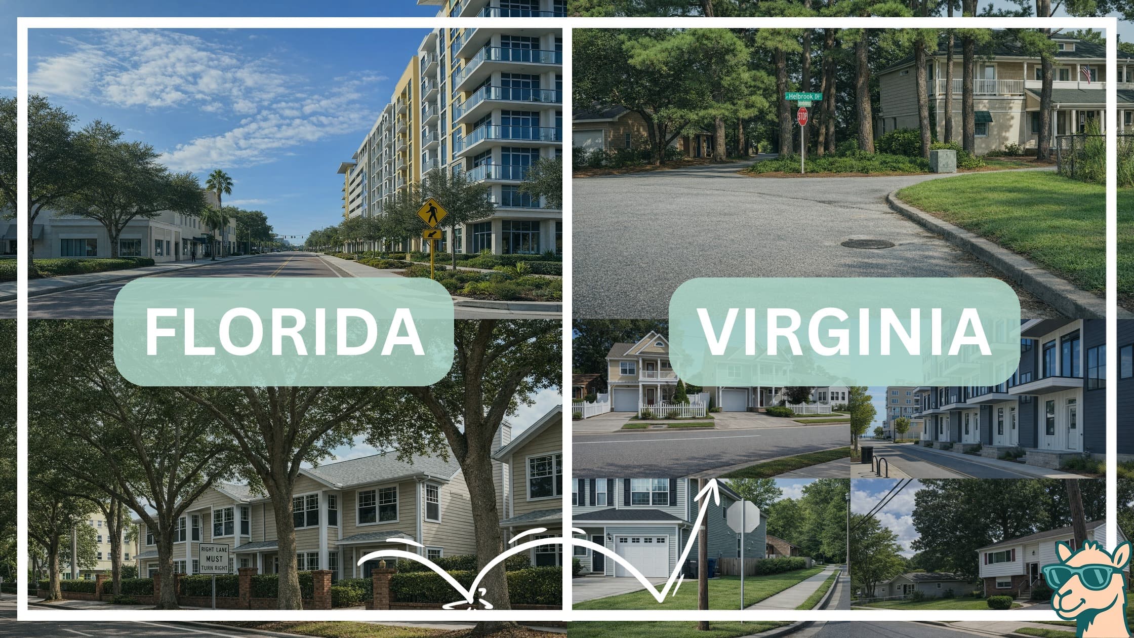 comparison of housing options and types between neighborhoods in Florida and Virginia