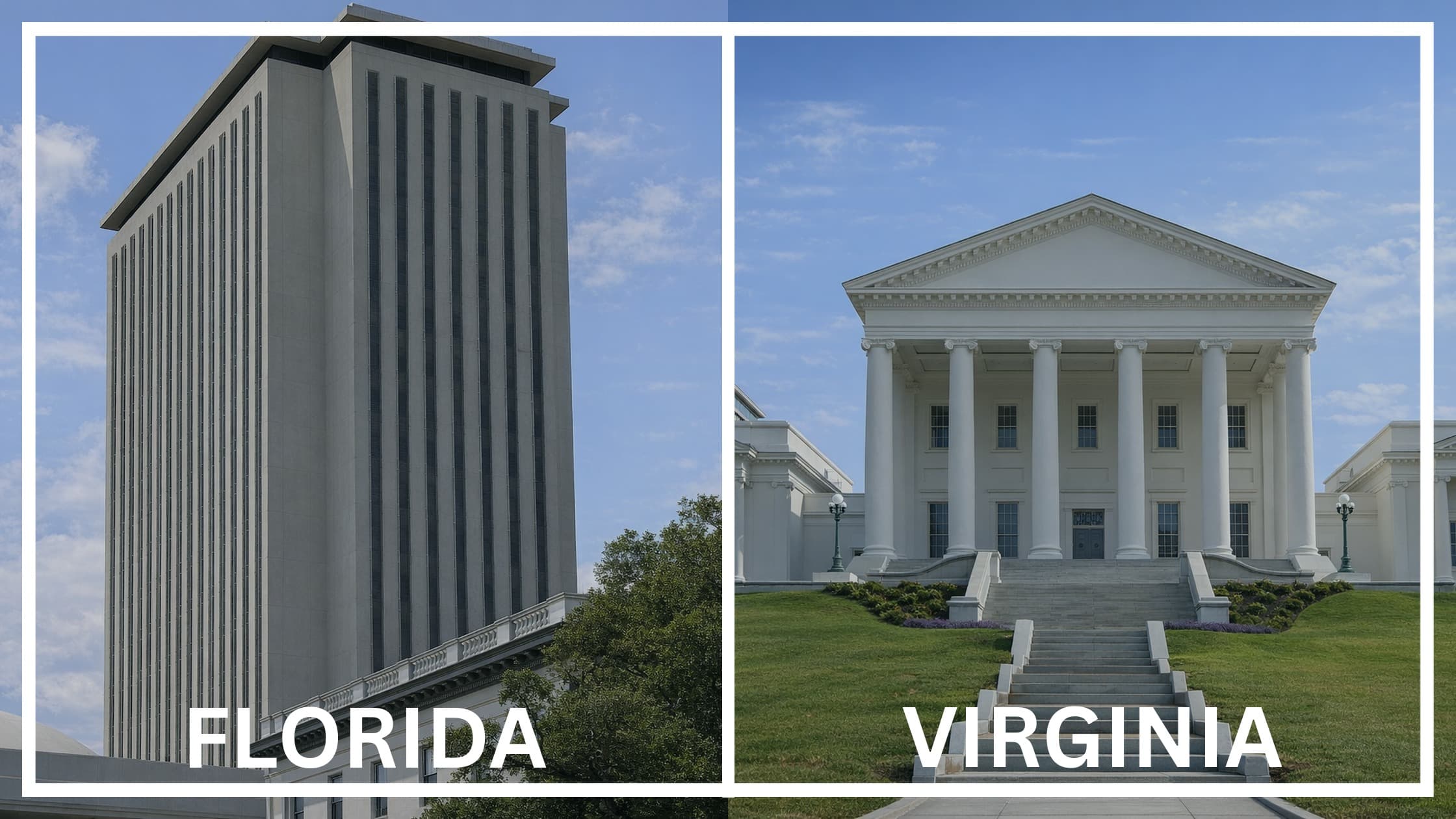 Comparing the state capitol buildings between Florida and Virginia.