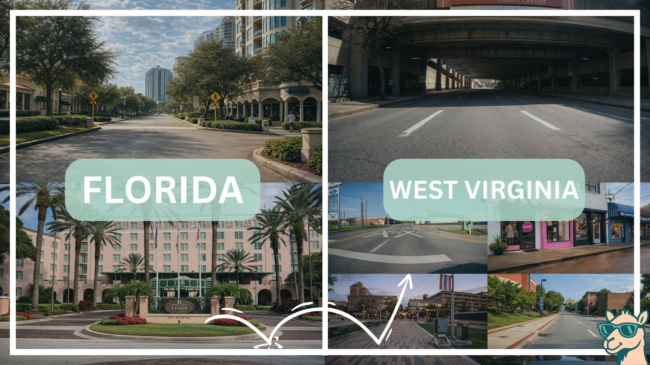 comparison of hotspots between neighborhoods in Florida and West Virginia