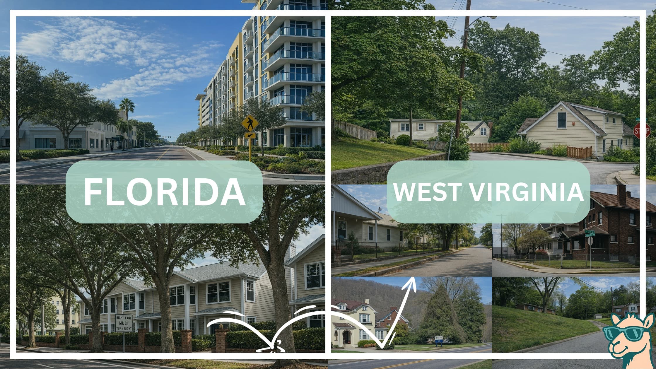 comparison of housing options and types between neighborhoods in Florida and West Virginia
