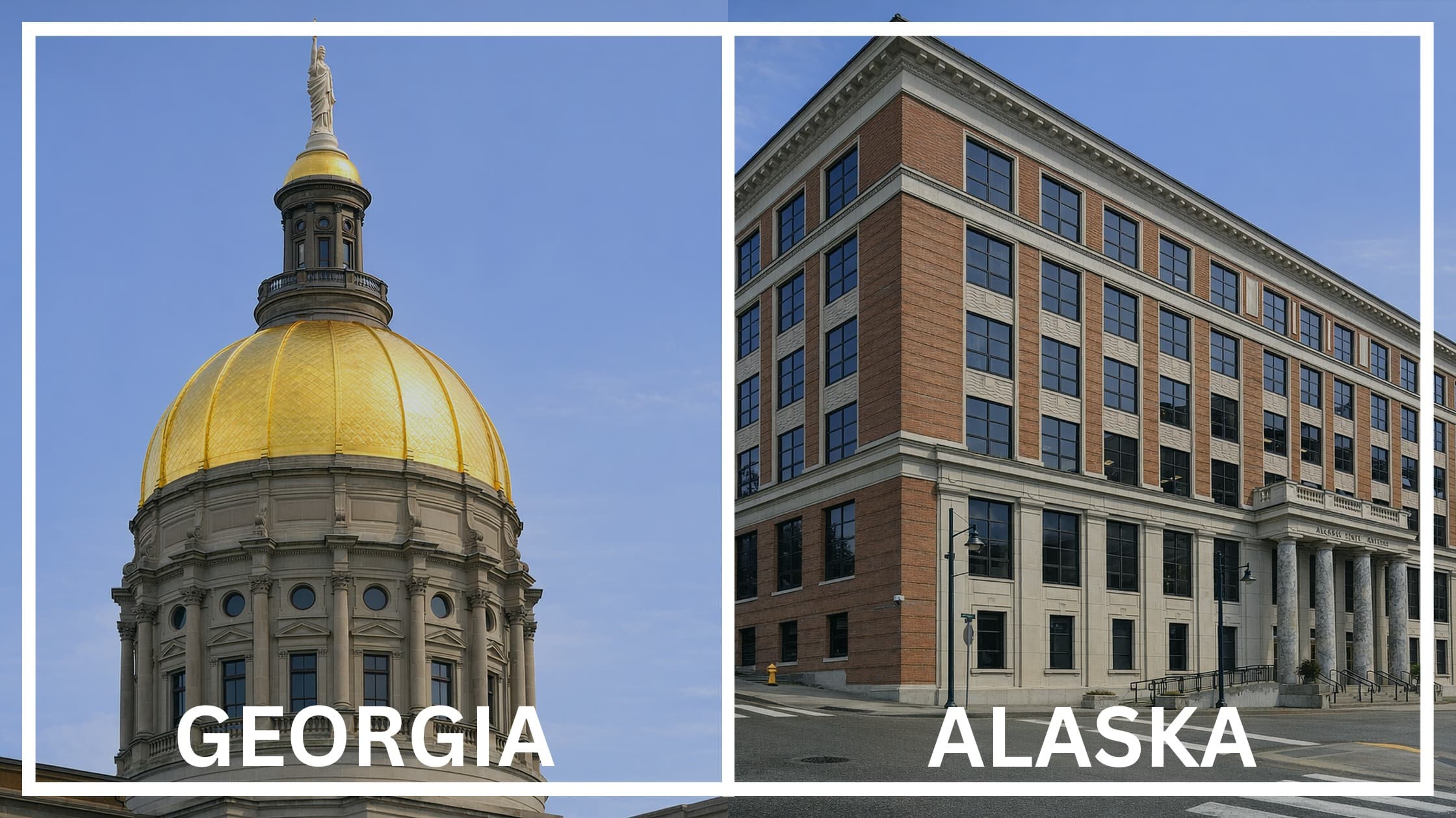 Comparing the state capitol buildings between Georgia and Alaska.