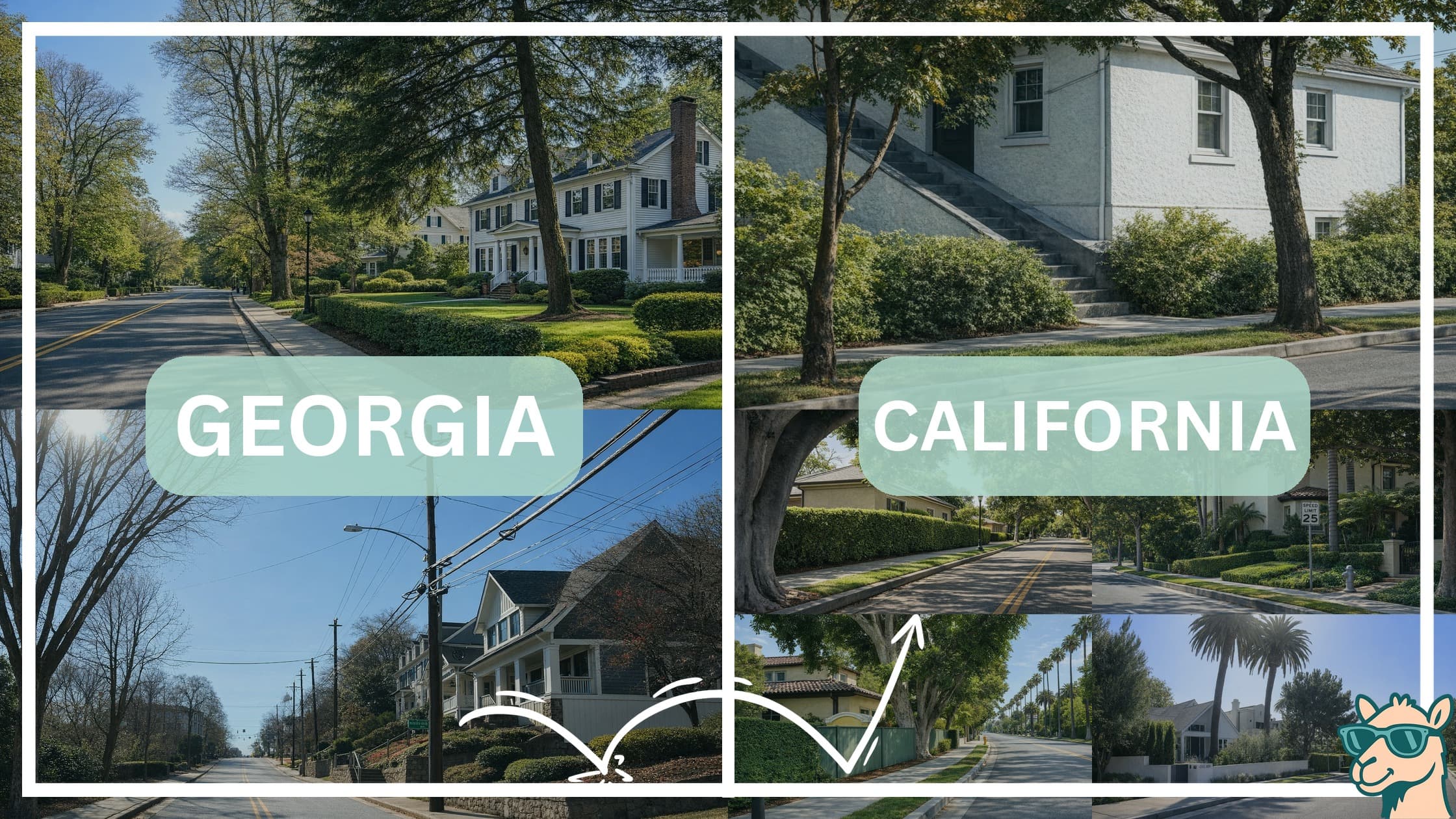 comparison of housing options and types between neighborhoods in Georgia and California