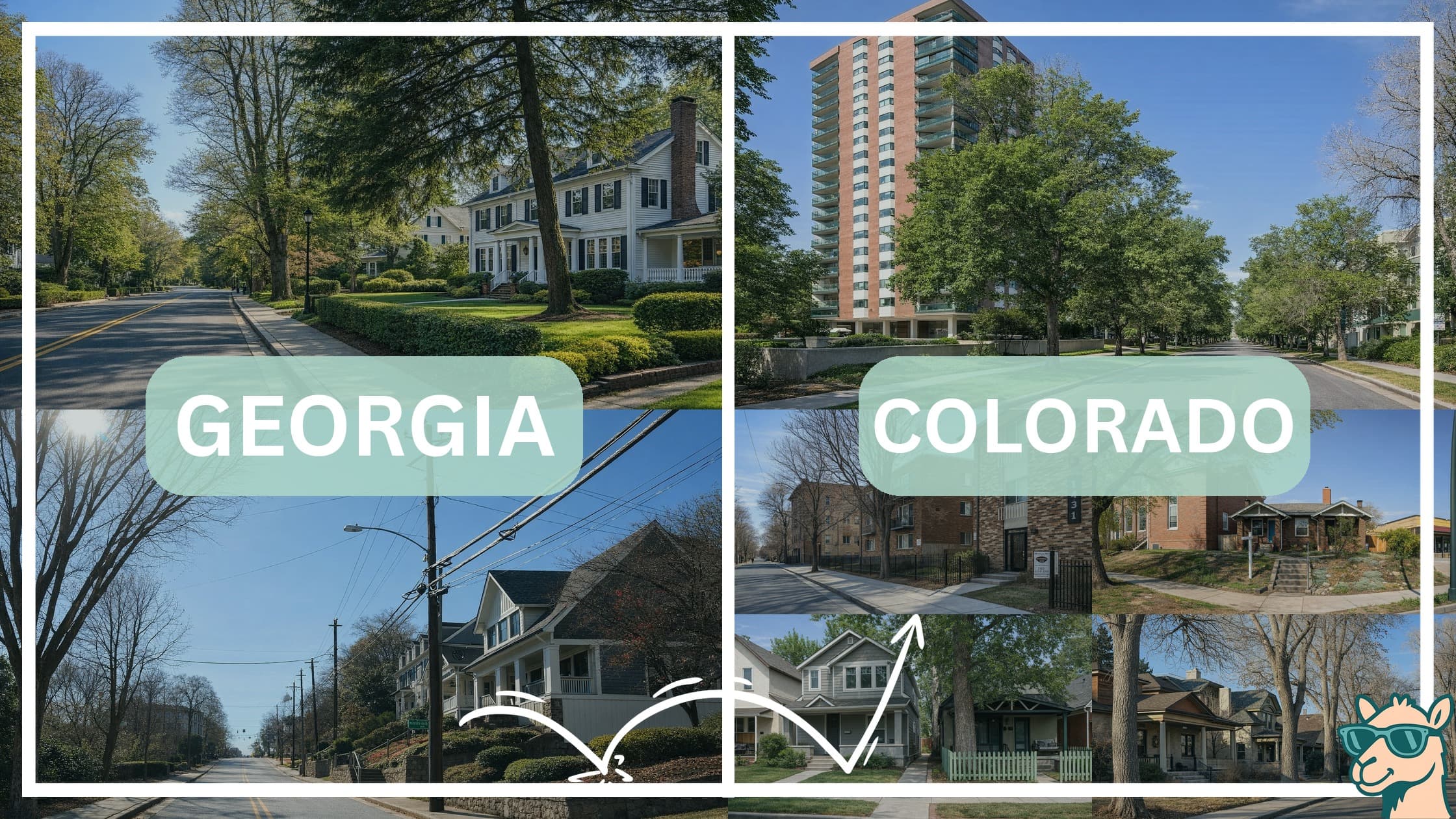 comparison of housing options and types between neighborhoods in Georgia and Colorado