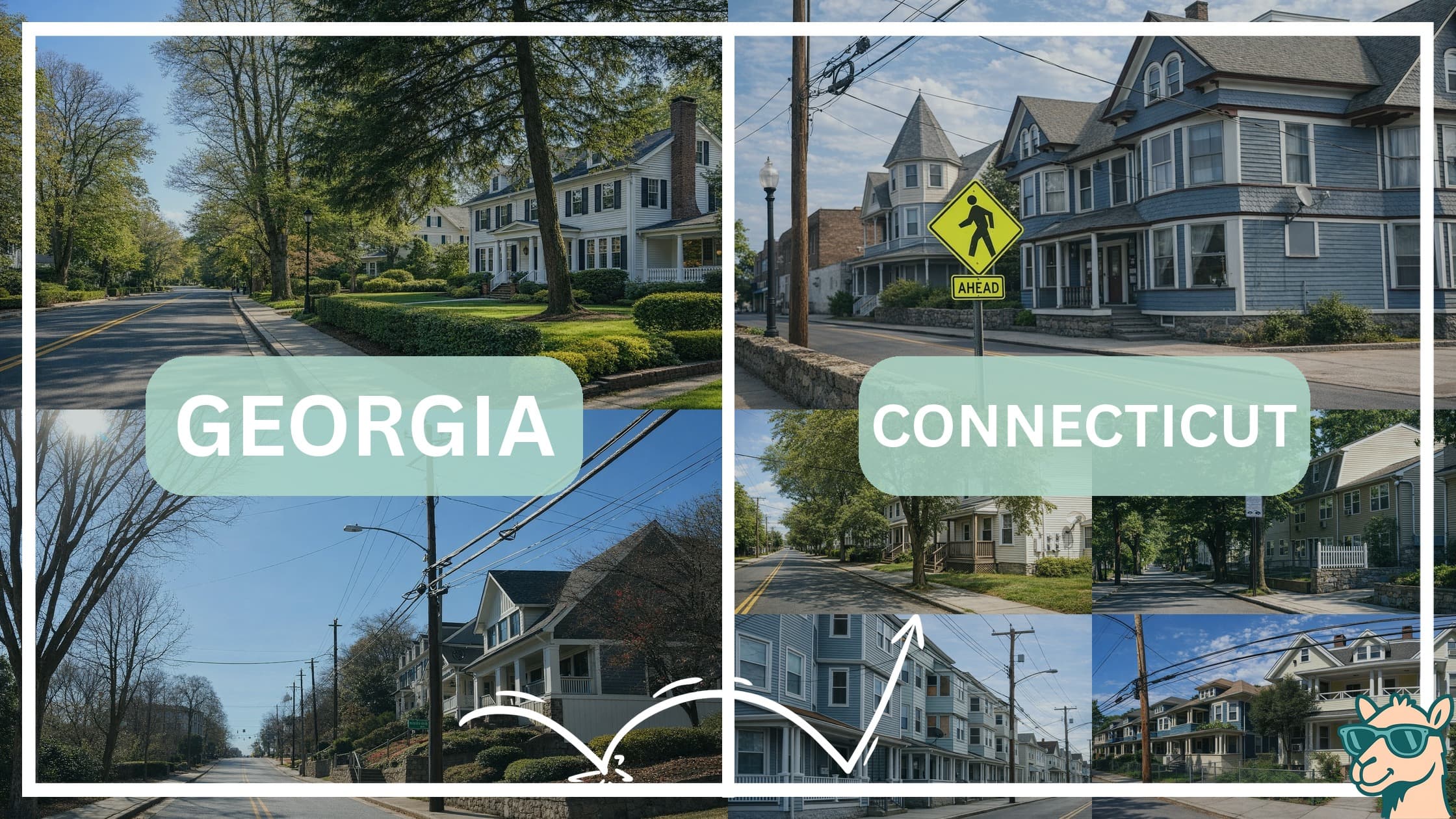 comparison of housing options and types between neighborhoods in Georgia and Connecticut
