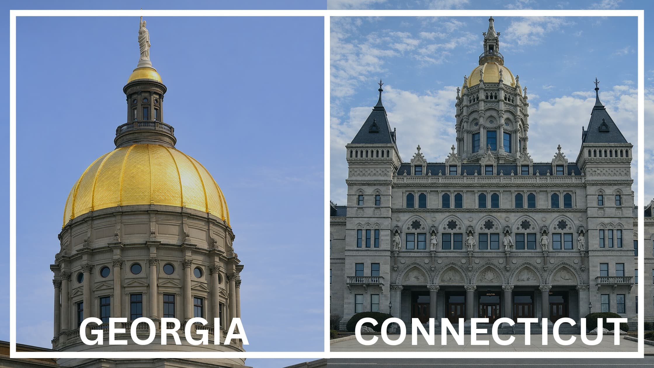 Comparing the state capitol buildings between Georgia and Connecticut.