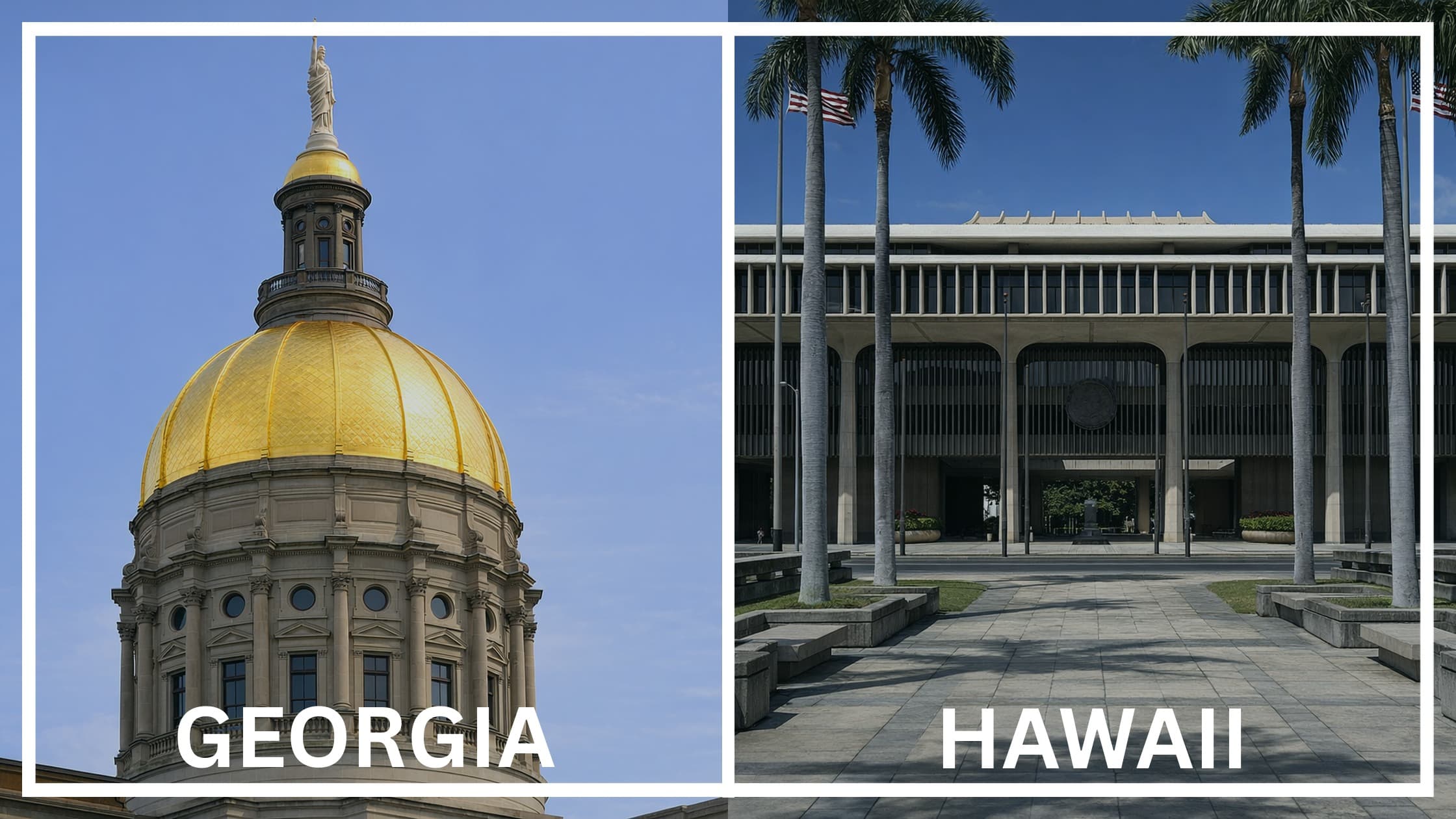 Comparing the state capitol buildings between Georgia and Hawaii.