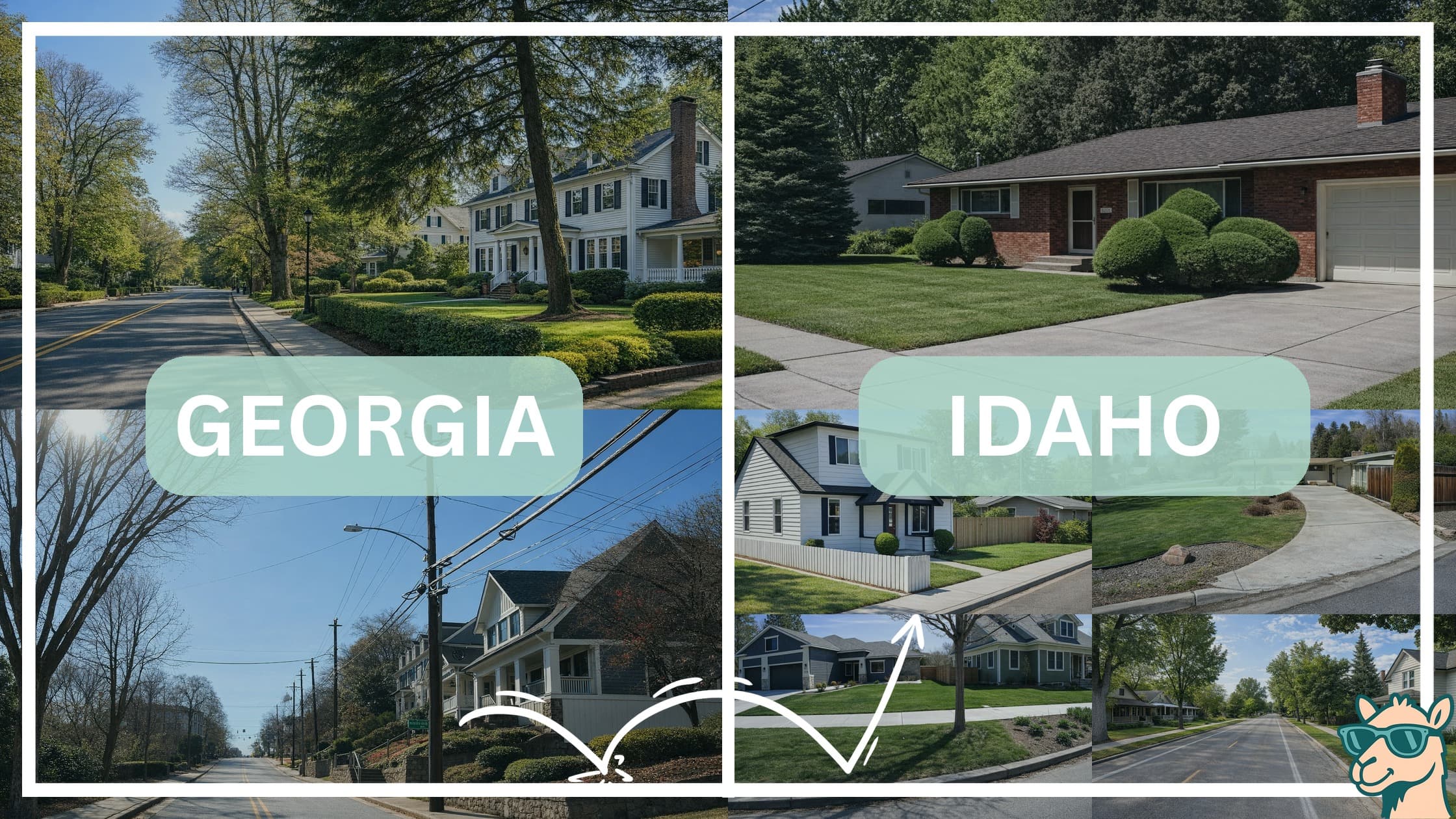 comparison of housing options and types between neighborhoods in Georgia and Idaho