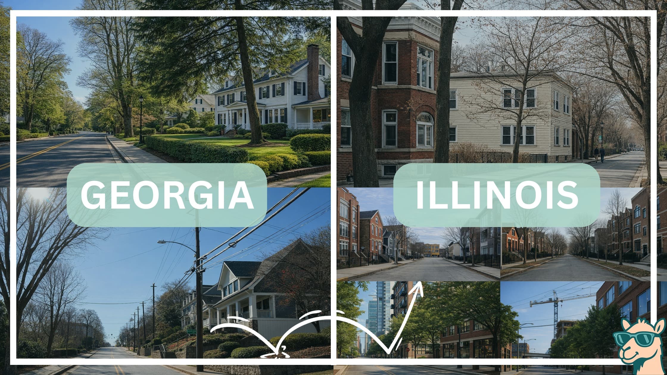 comparison of housing options and types between neighborhoods in Georgia and Illinois