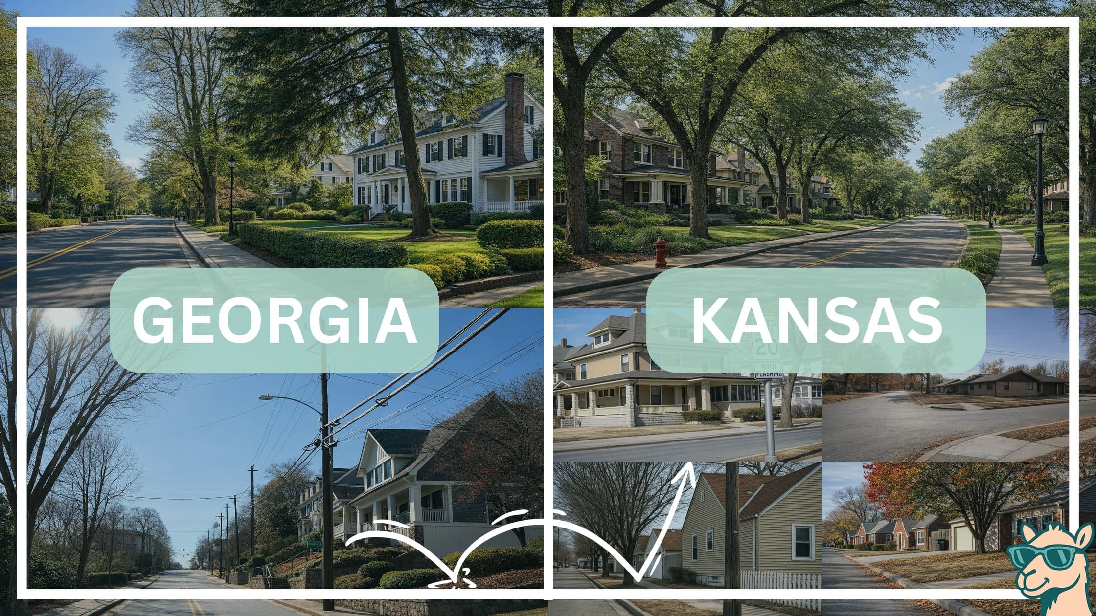 comparison of housing options and types between neighborhoods in Georgia and Kansas