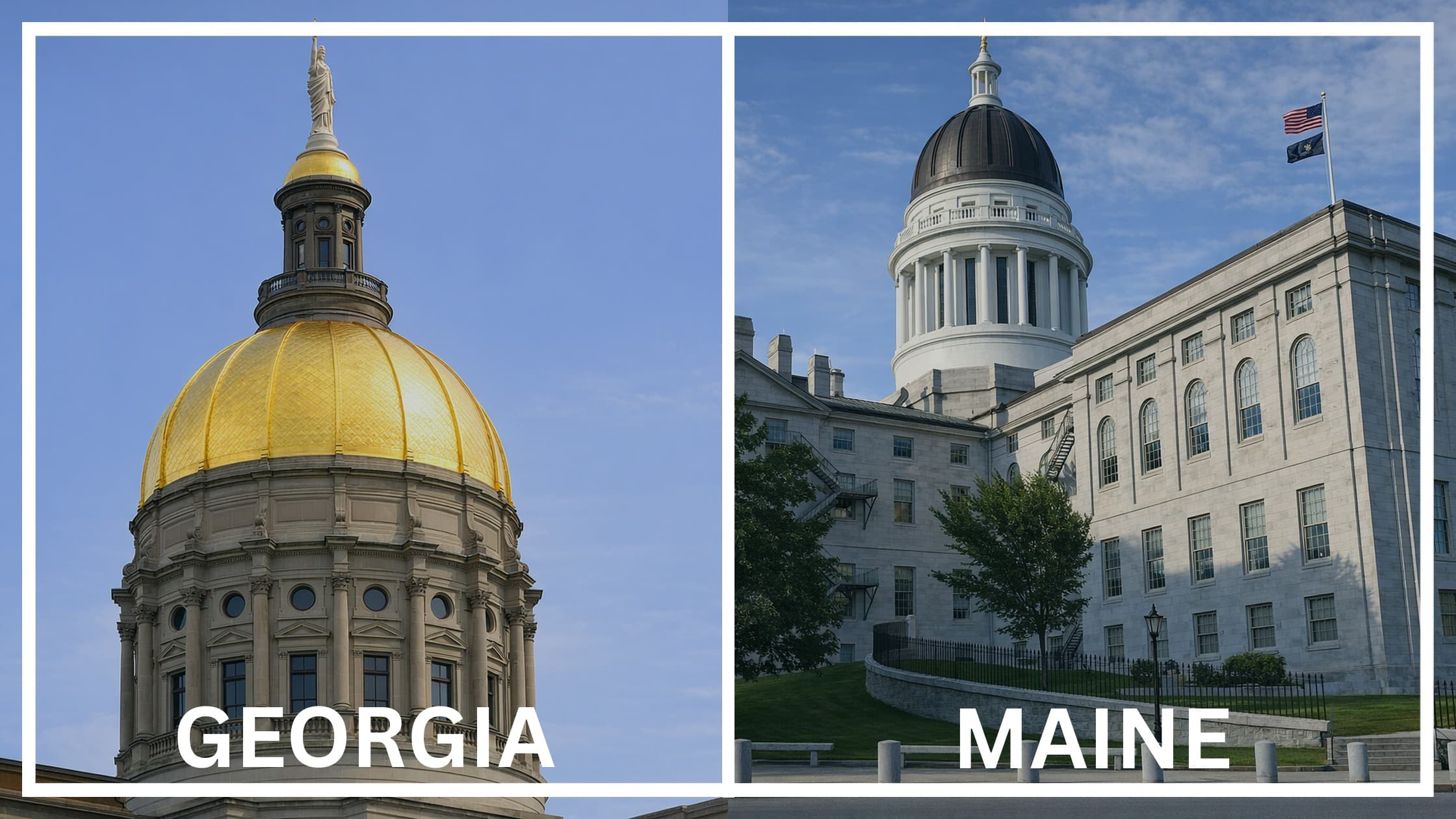 Comparing the state capitol buildings between Georgia and Maine.