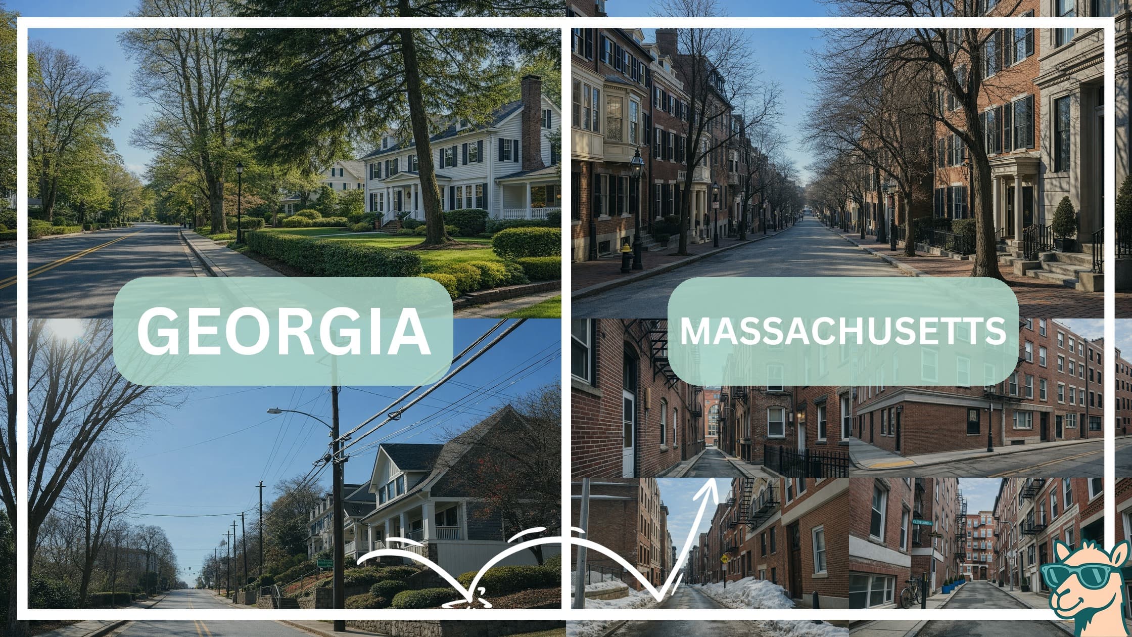 comparison of housing options and types between neighborhoods in Georgia and Massachusetts