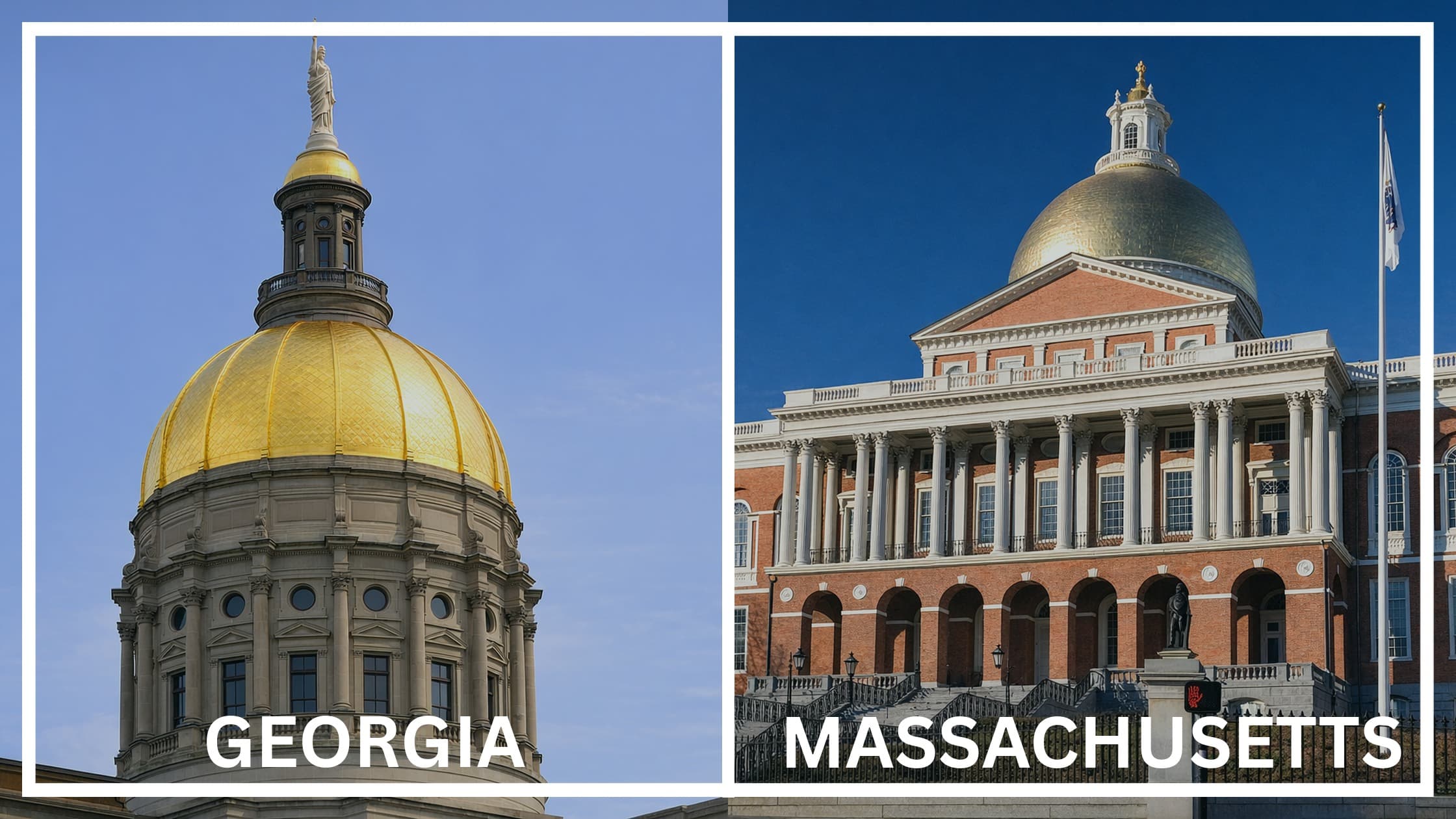 Comparing the state capitol buildings between Georgia and Massachusetts.