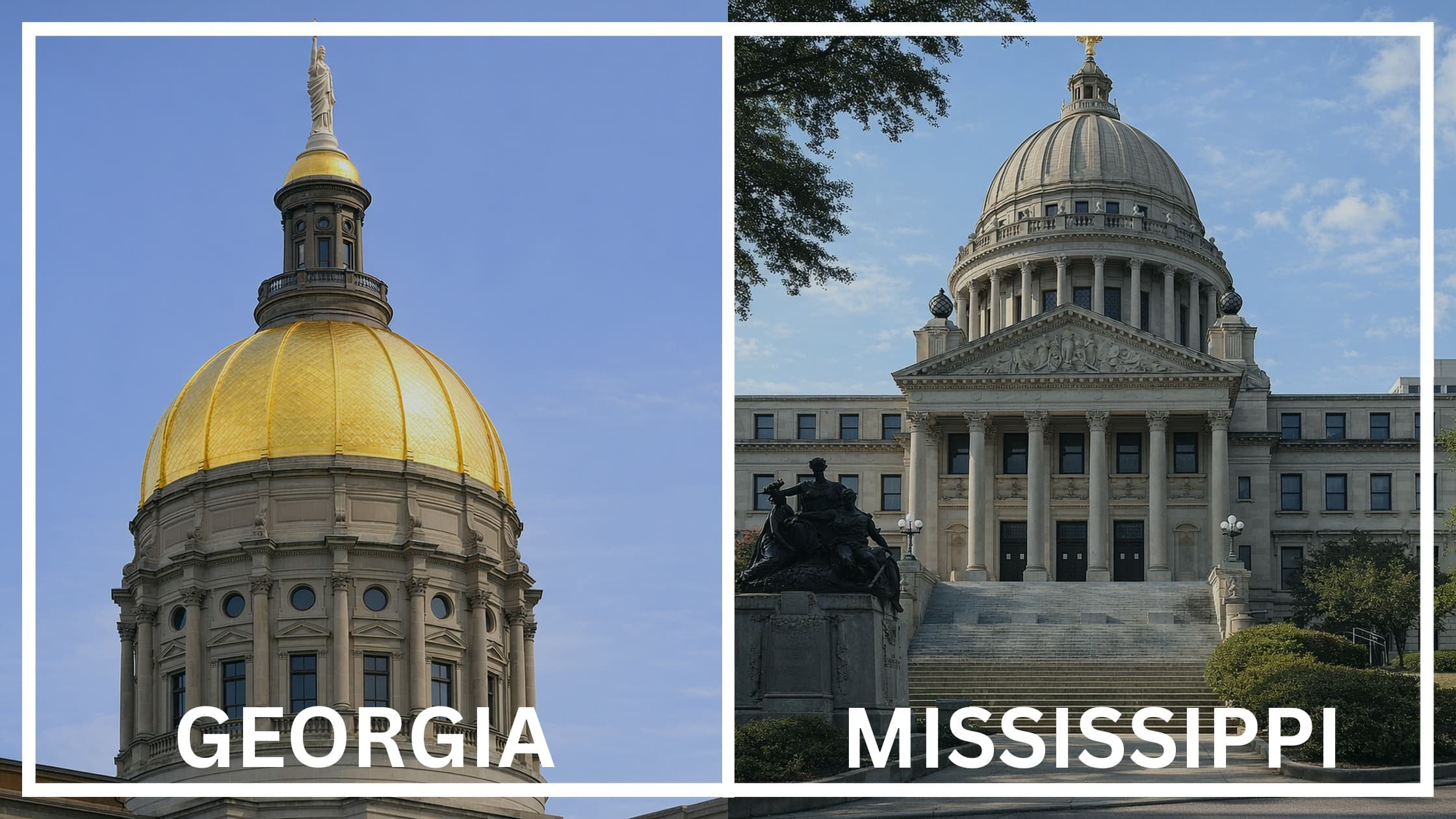 Comparing the state capitol buildings between Georgia and Mississippi.