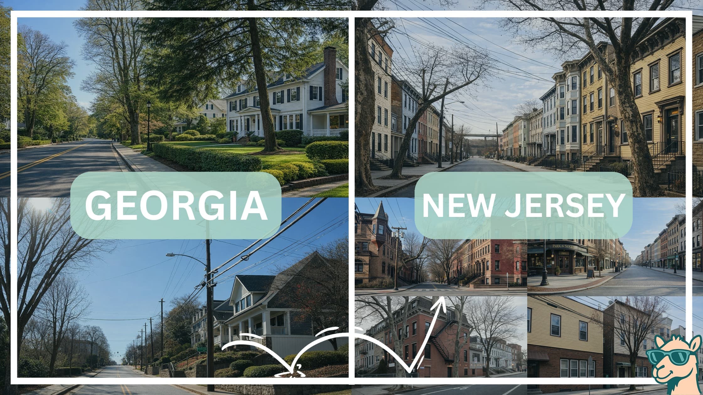 comparison of housing options and types between neighborhoods in Georgia and New Jersey