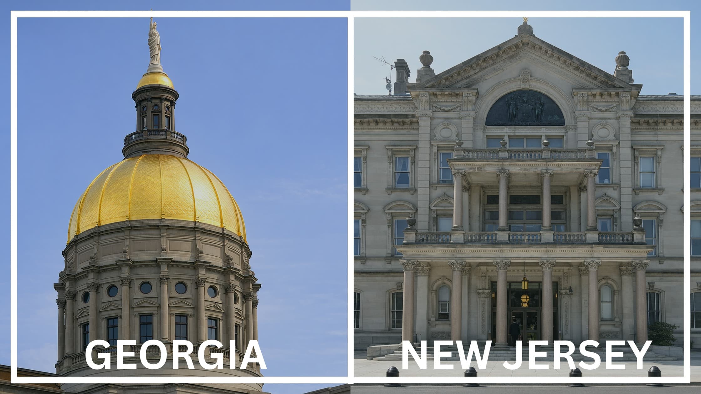 Comparing the state capitol buildings between Georgia and New Jersey.