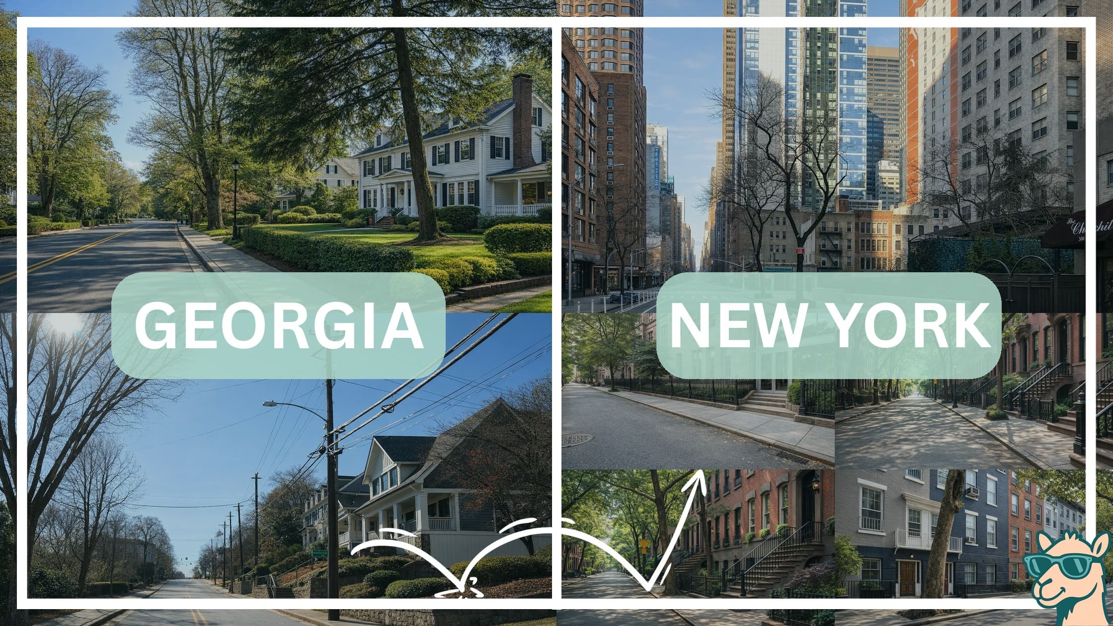 comparison of housing options and types between neighborhoods in Georgia and New York