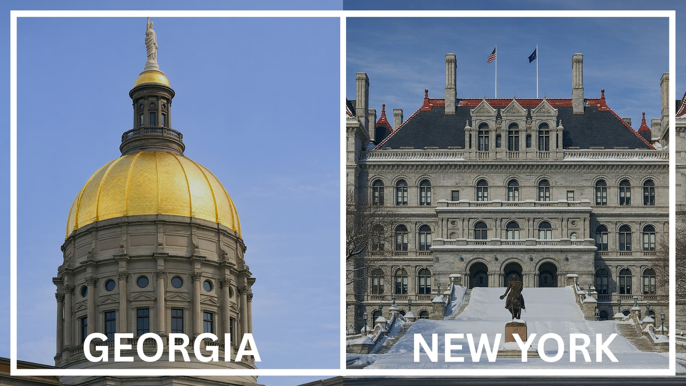 Comparing the state capitol buildings between Georgia and New York.