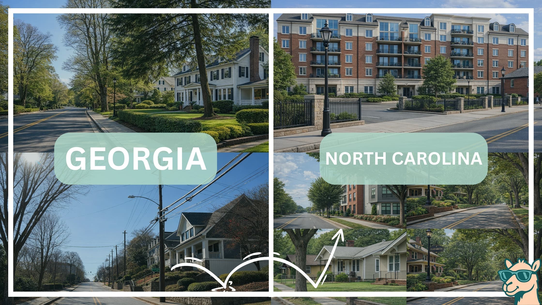 comparison of housing options and types between neighborhoods in Georgia and North Carolina