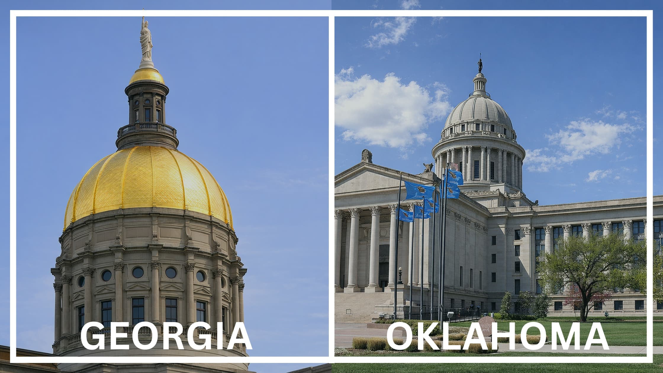 Comparing the state capitol buildings between Georgia and Oklahoma.