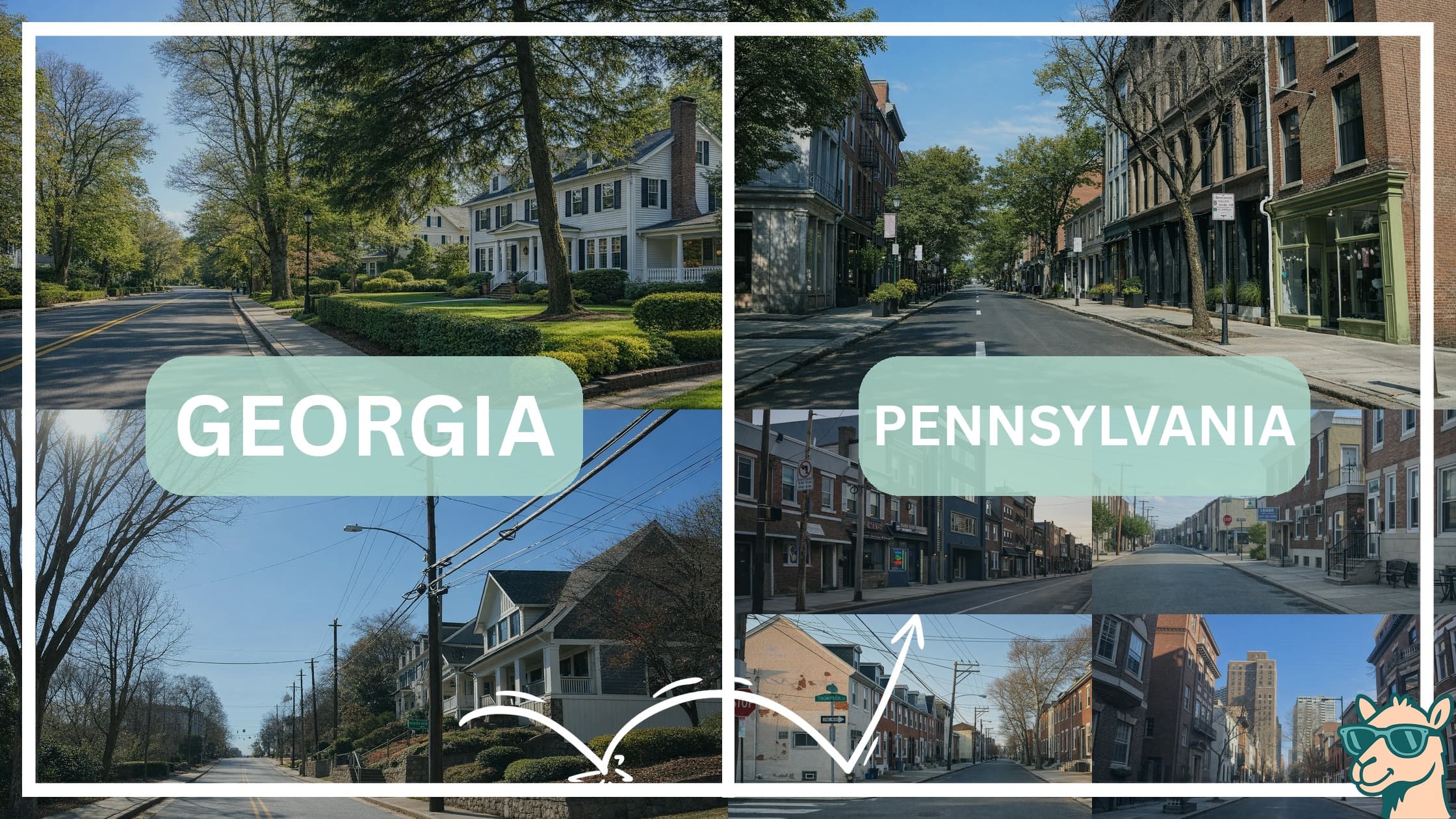 comparison of housing options and types between neighborhoods in Georgia and Pennsylvania