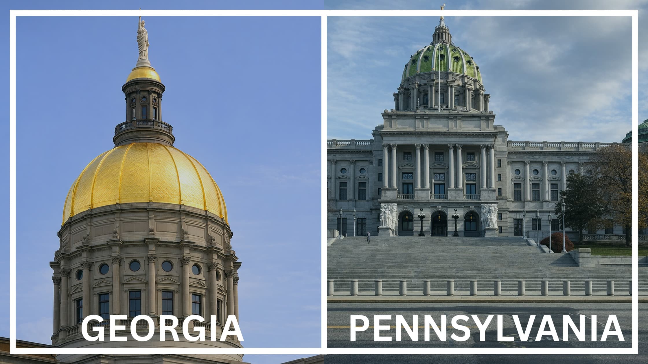 Comparing the state capitol buildings between Georgia and Pennsylvania.