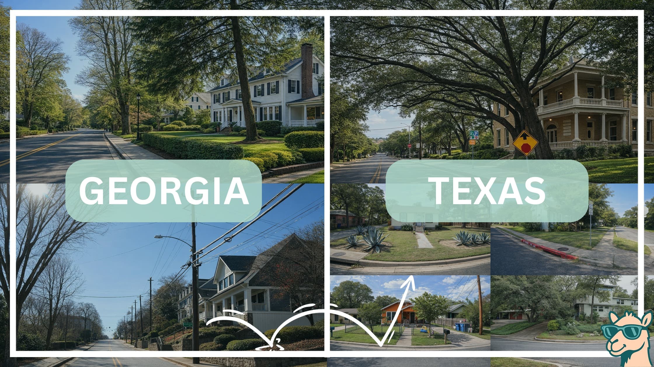 comparison of housing options and types between neighborhoods in Georgia and Texas
