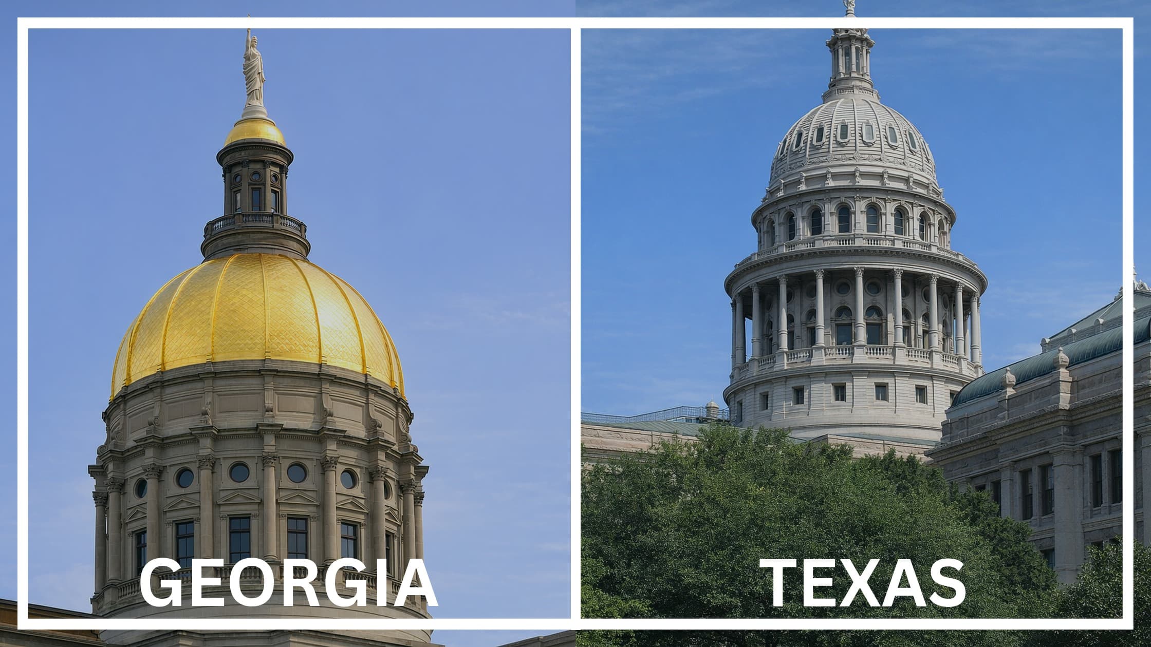 Comparing the state capitol buildings between Georgia and Texas.