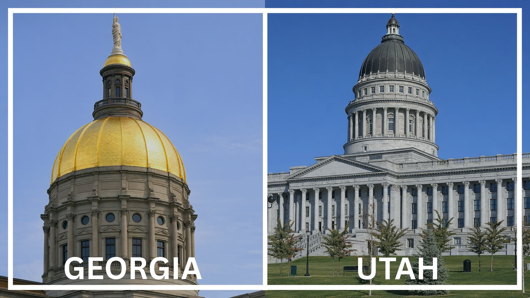 Comparing the state capitol buildings between Georgia and Utah.