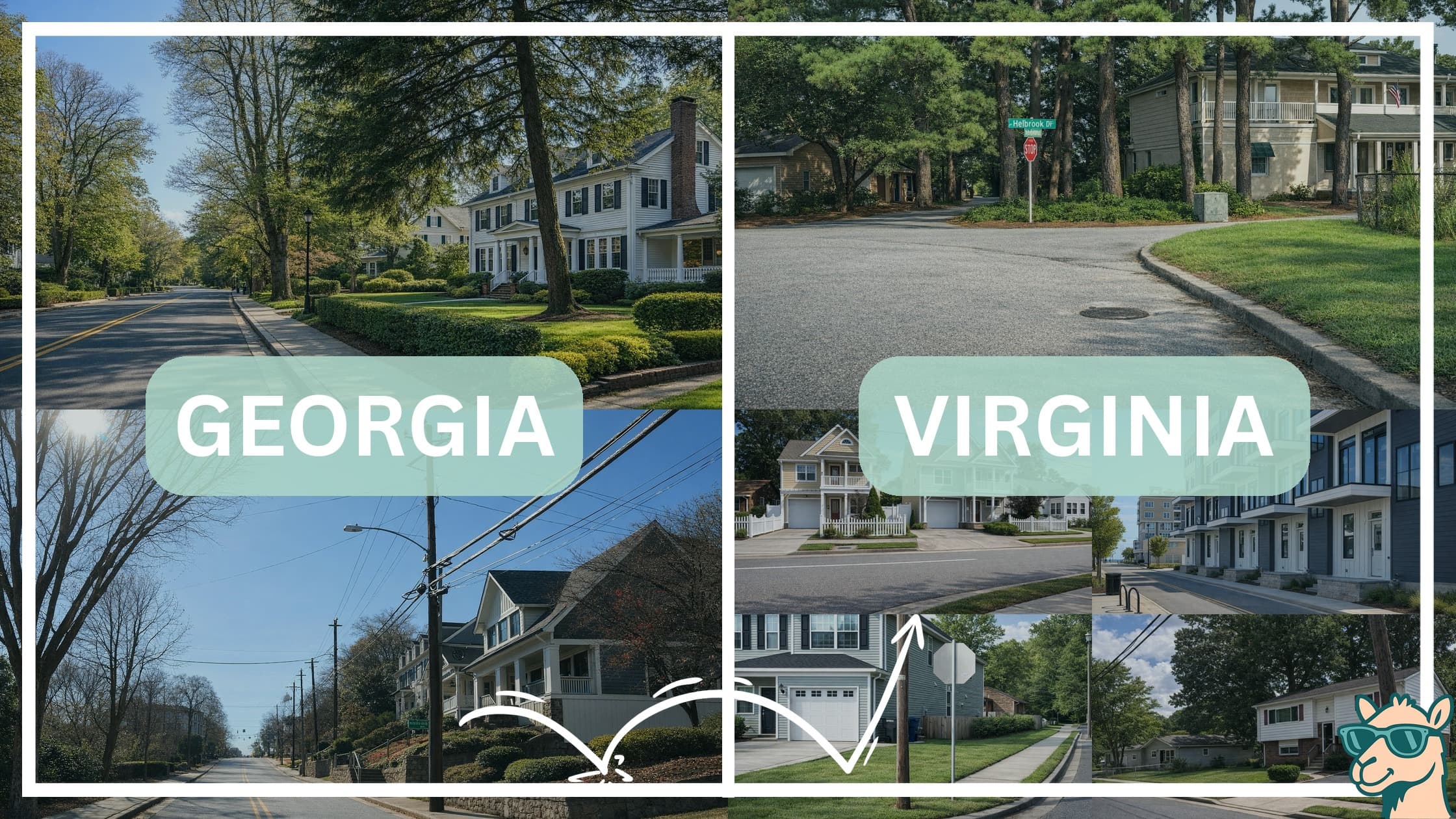 comparison of housing options and types between neighborhoods in Georgia and Virginia