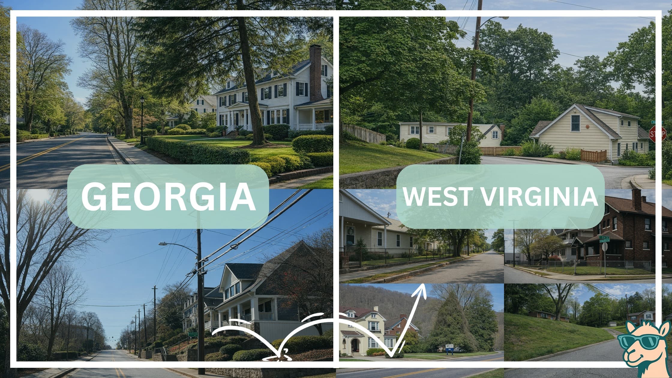 comparison of housing options and types between neighborhoods in Georgia and West Virginia