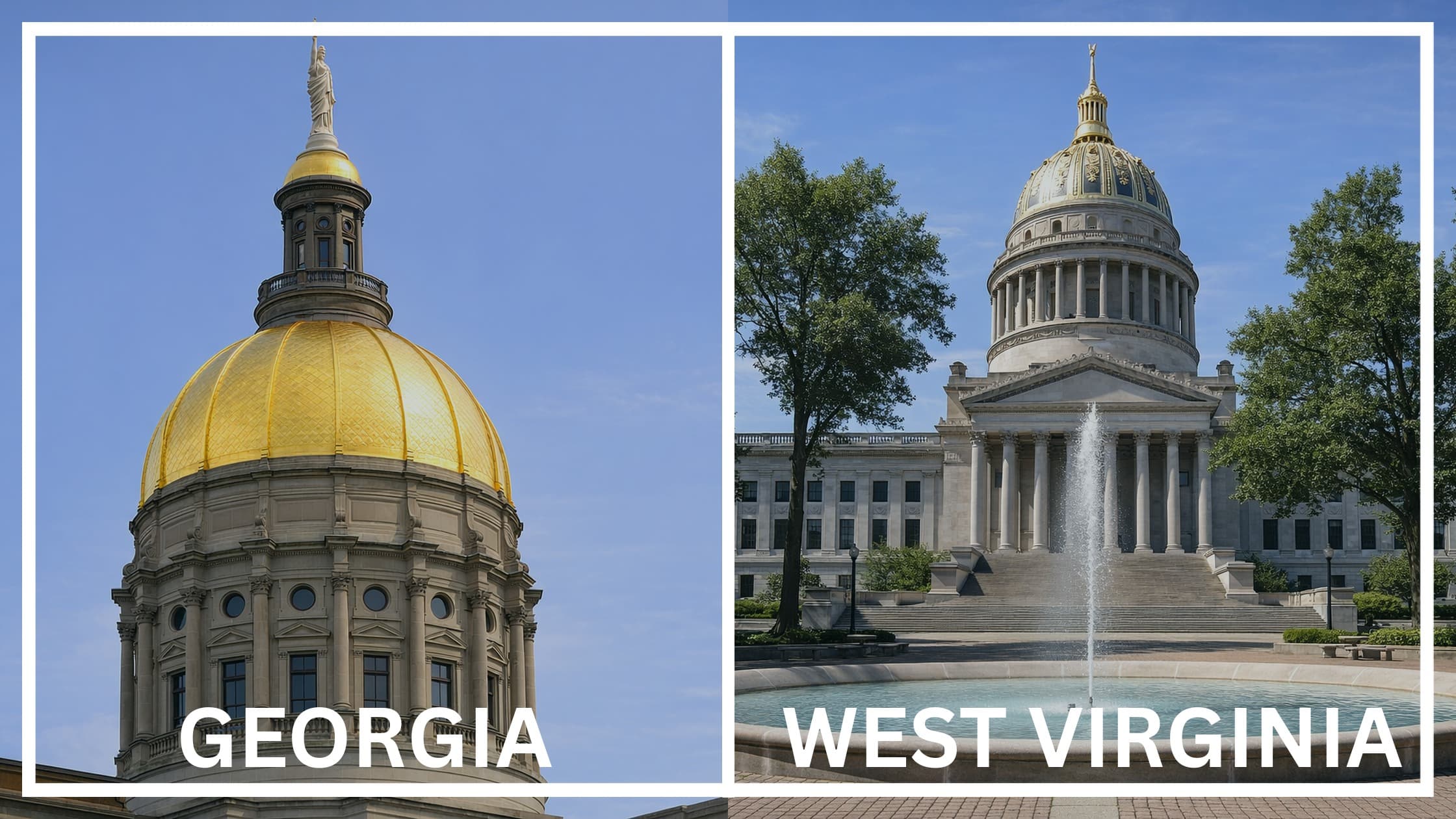 Comparing the state capitol buildings between Georgia and West Virginia.