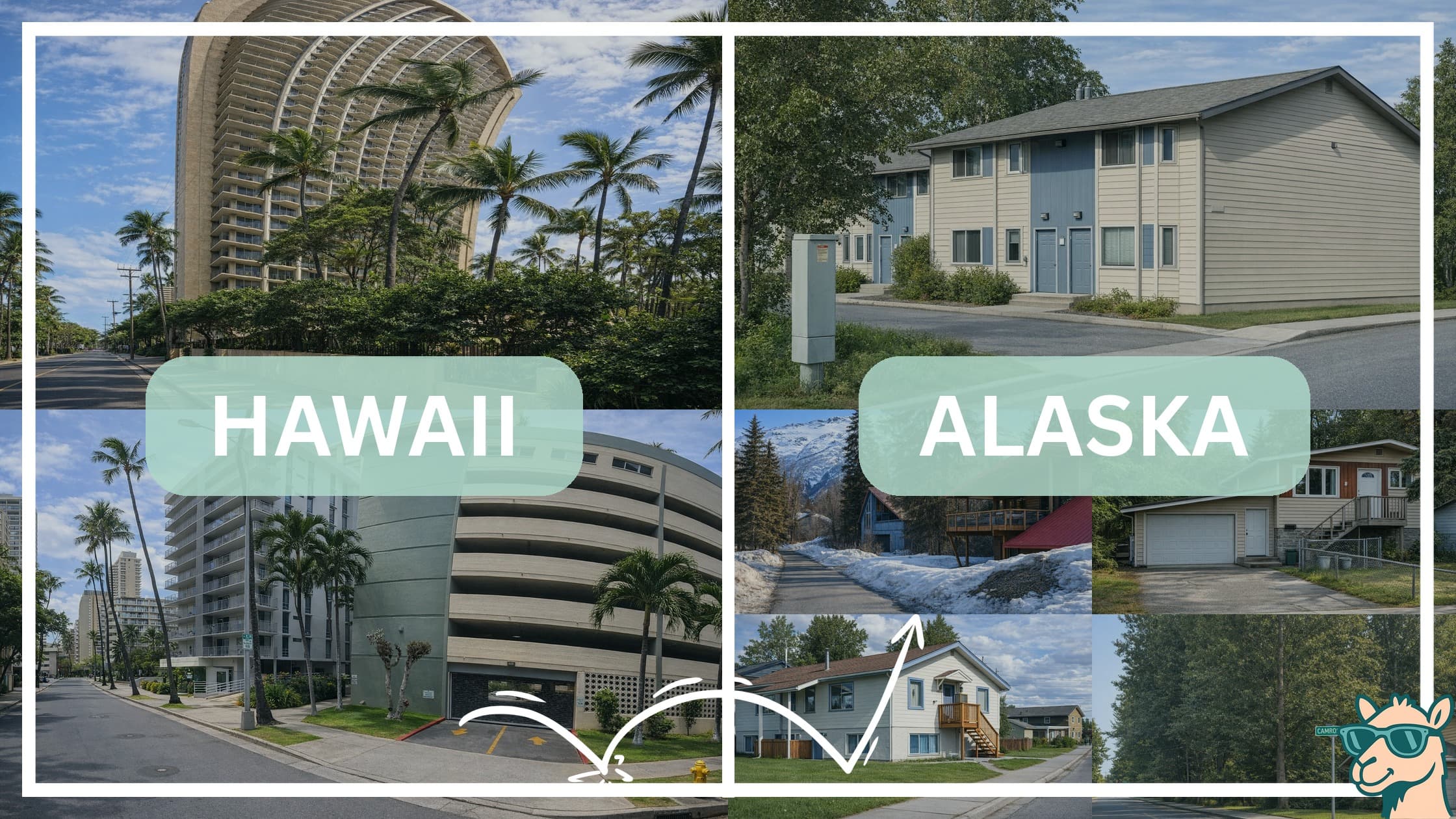 comparison of housing options and types between neighborhoods in Hawaii and Alaska