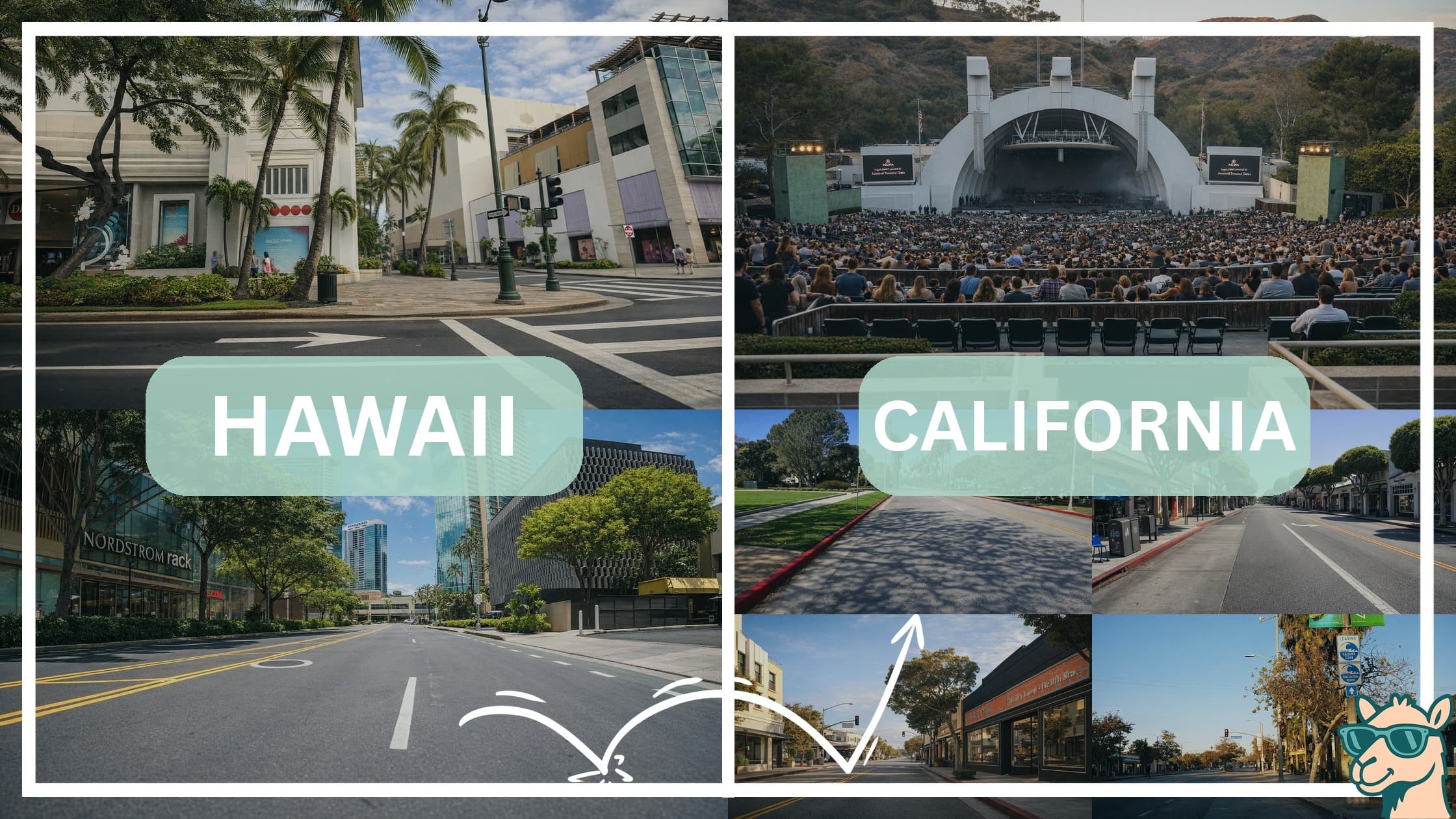 comparison of hotspots between neighborhoods in Hawaii and California