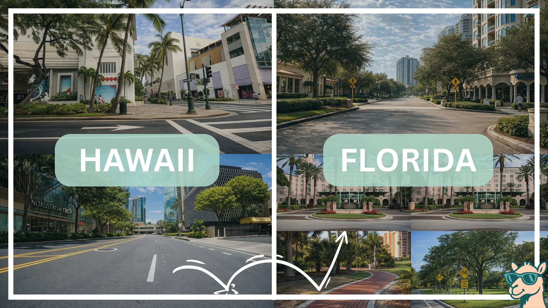 comparison of hotspots between neighborhoods in Hawaii and Florida