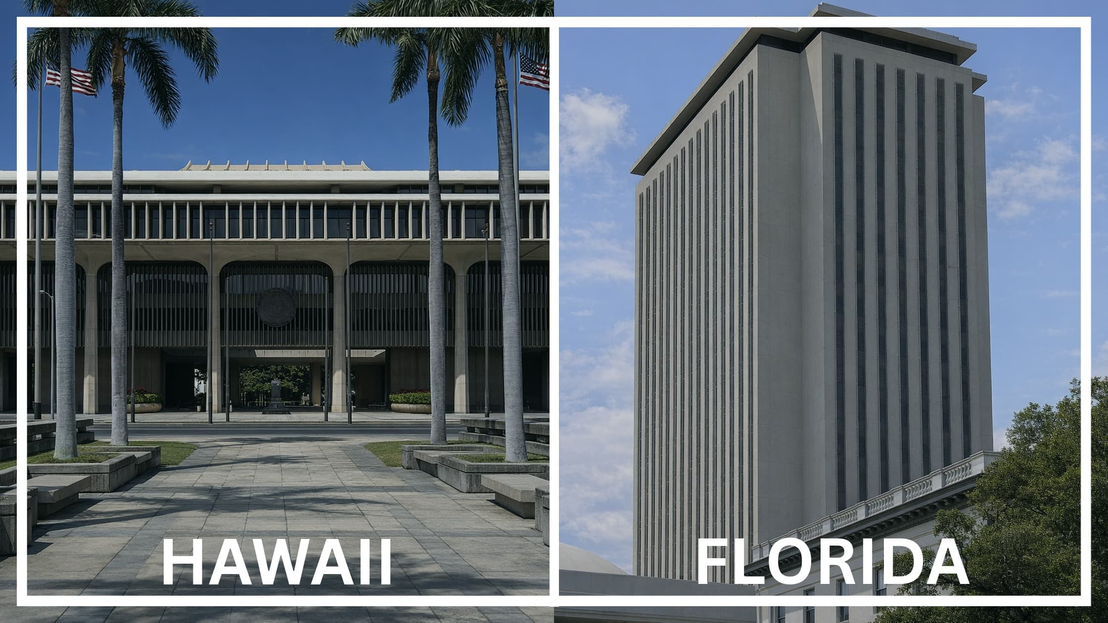 Comparing the state capitol buildings between Hawaii and Florida.