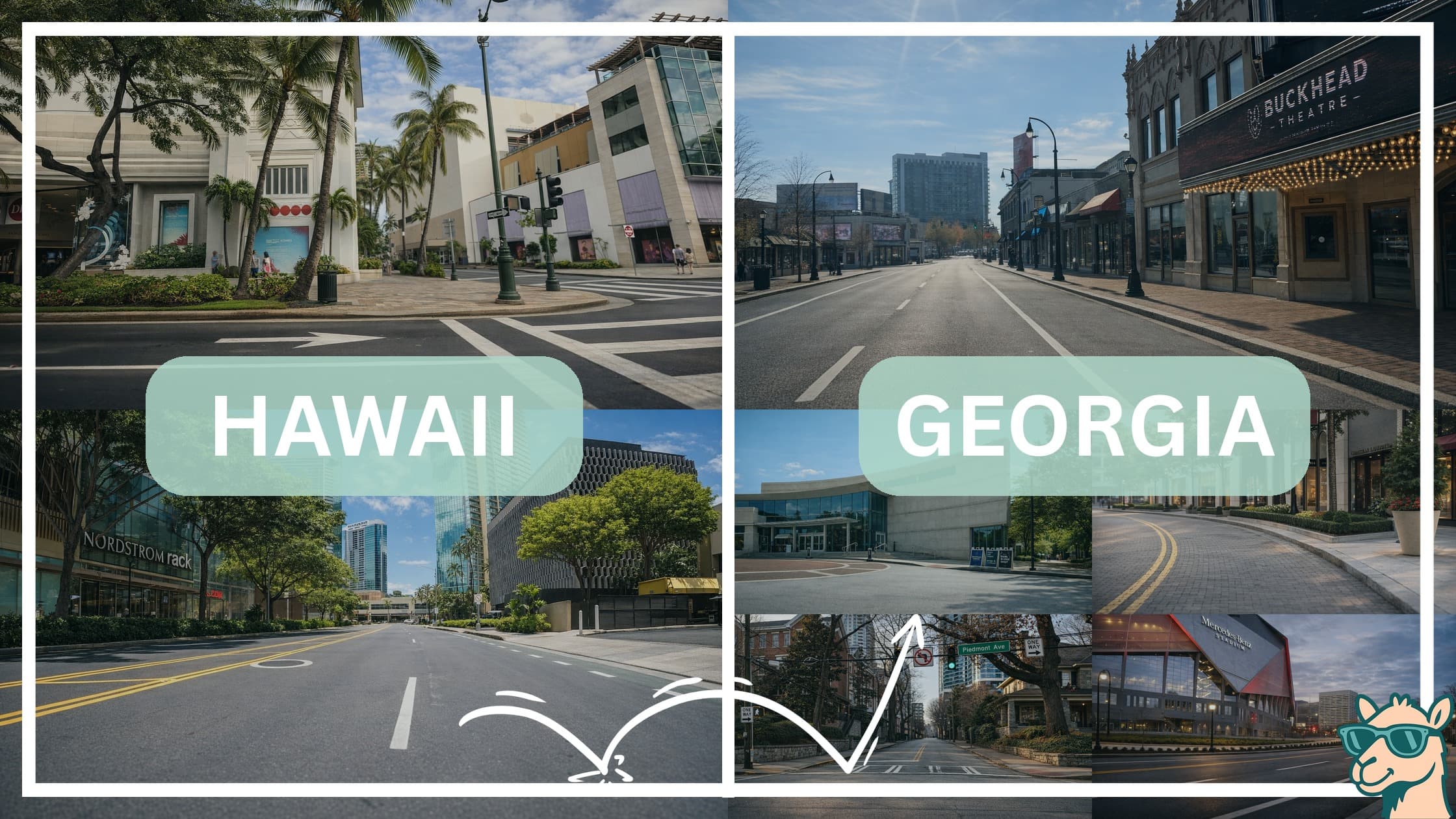 comparison of hotspots between neighborhoods in Hawaii and Georgia