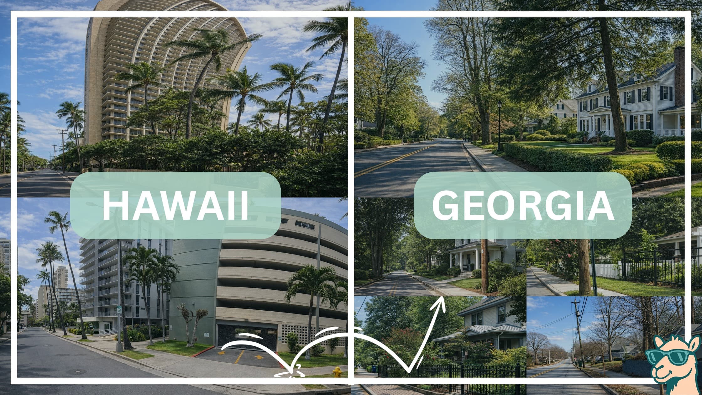 comparison of housing options and types between neighborhoods in Hawaii and Georgia