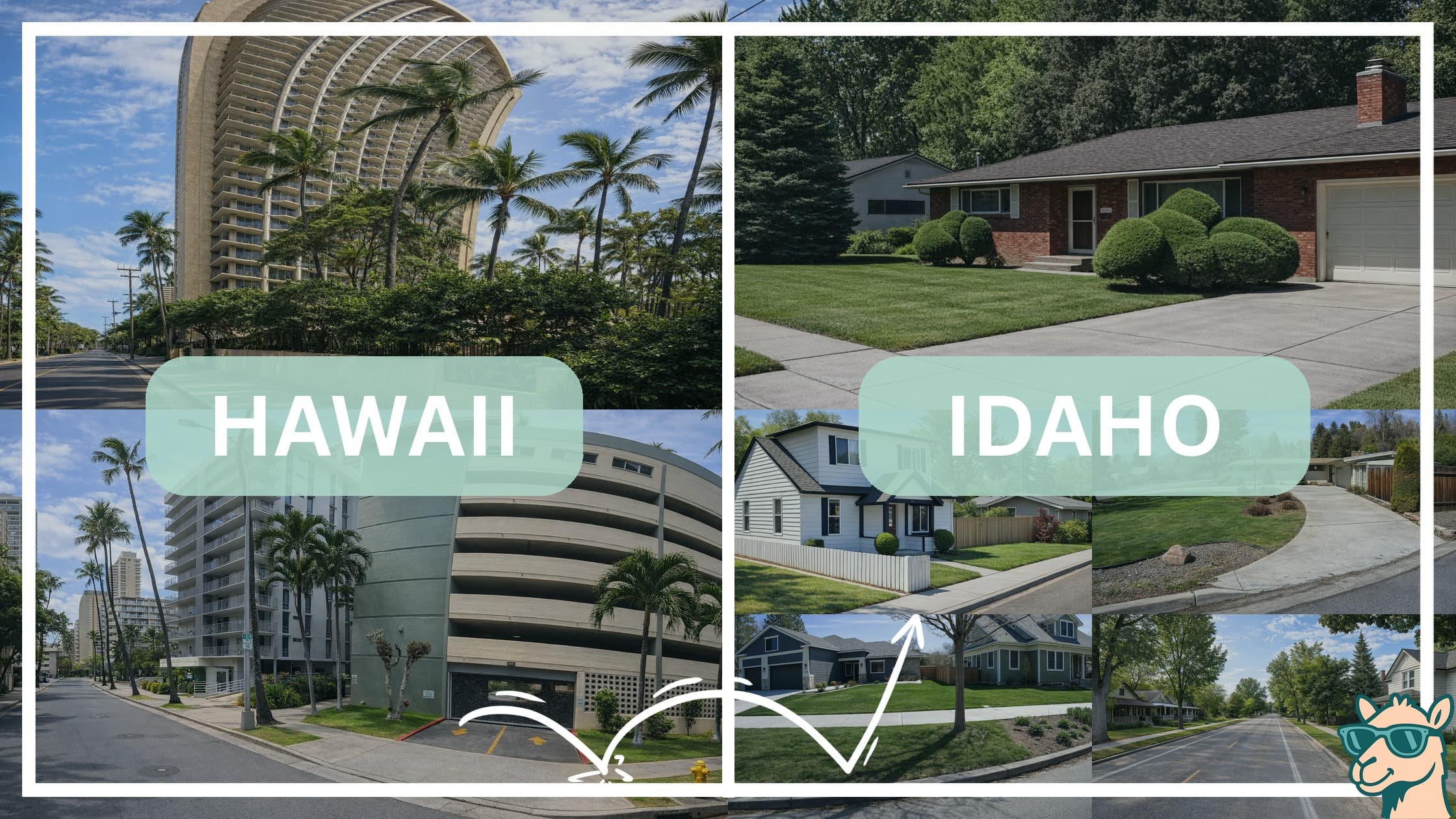 comparison of housing options and types between neighborhoods in Hawaii and Idaho