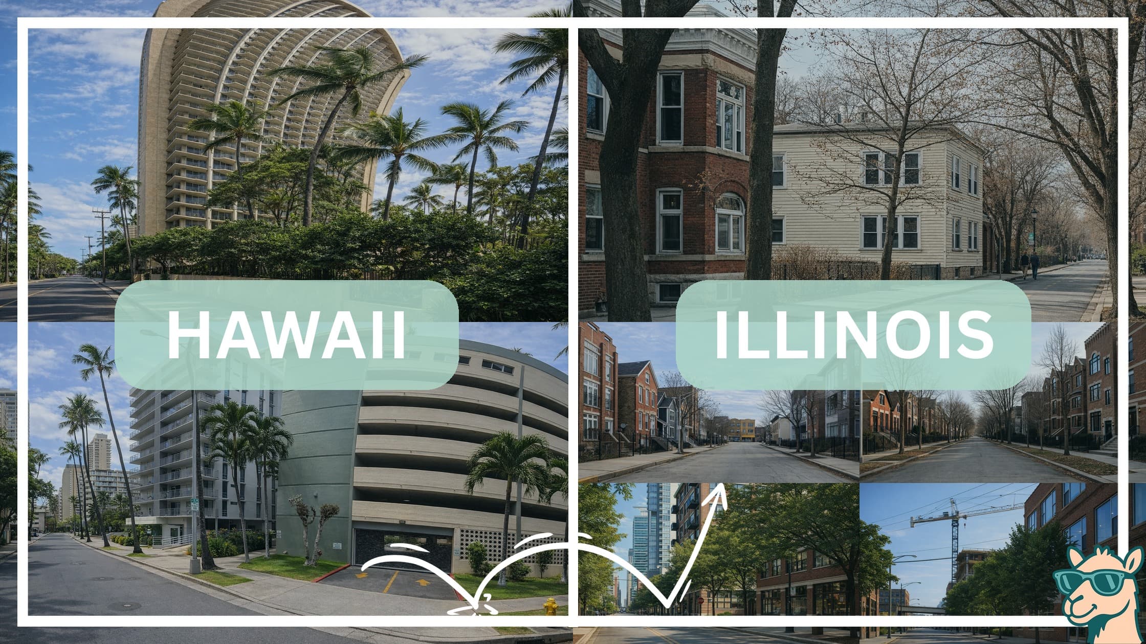 comparison of housing options and types between neighborhoods in Hawaii and Illinois