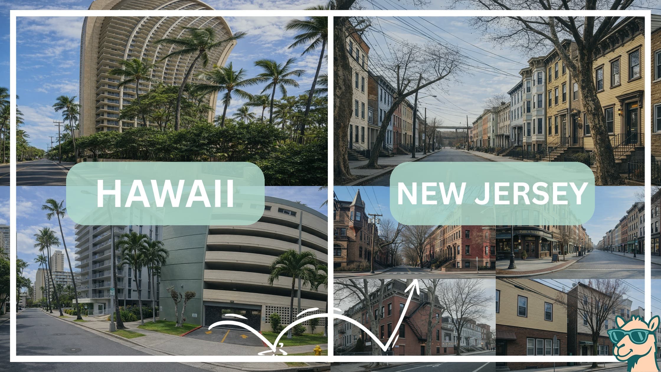 comparison of housing options and types between neighborhoods in Hawaii and New Jersey