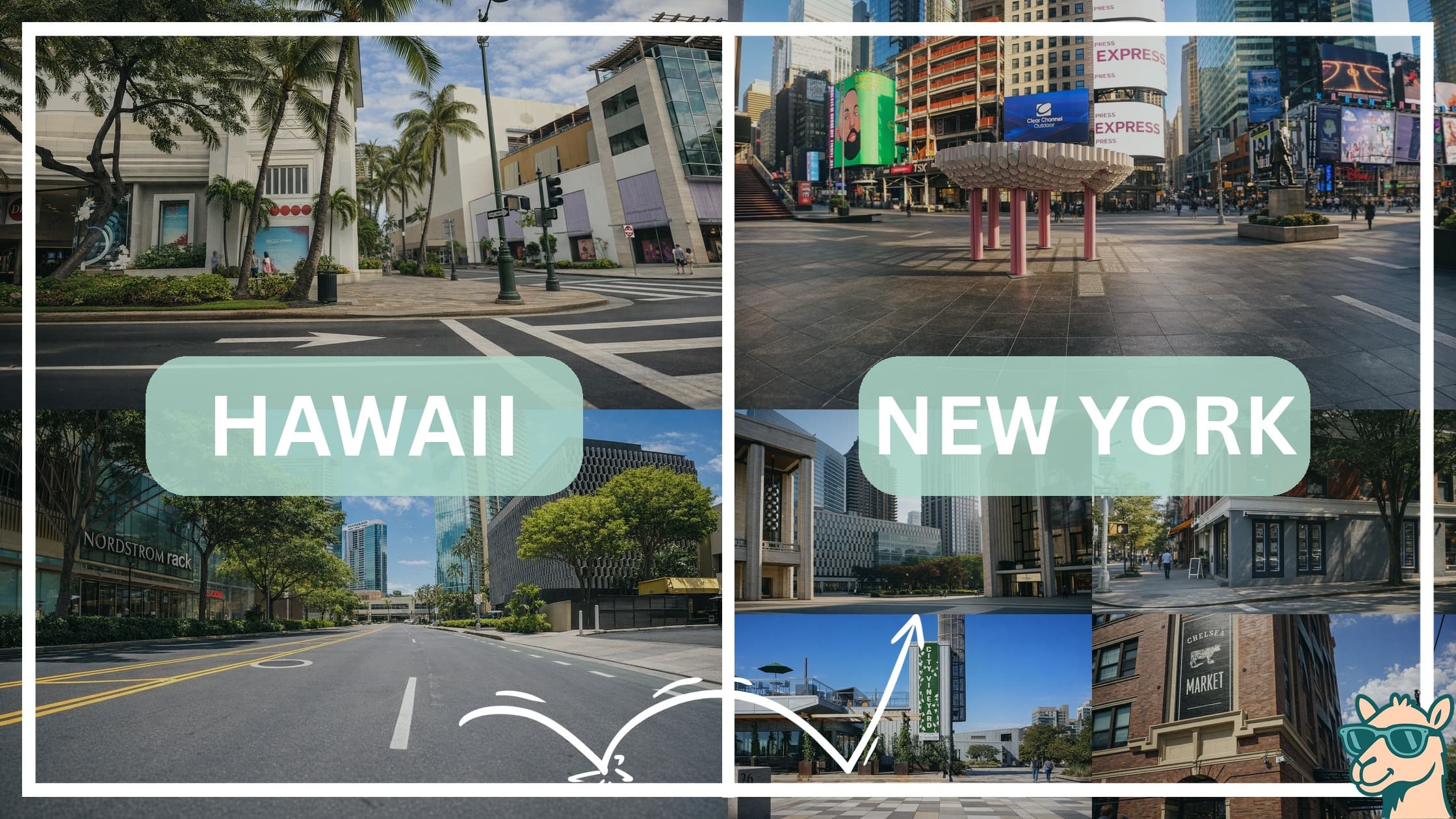 comparison of hotspots between neighborhoods in Hawaii and New York