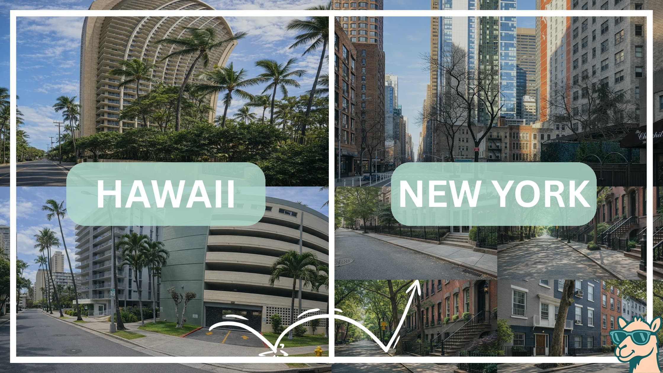 comparison of housing options and types between neighborhoods in Hawaii and New York