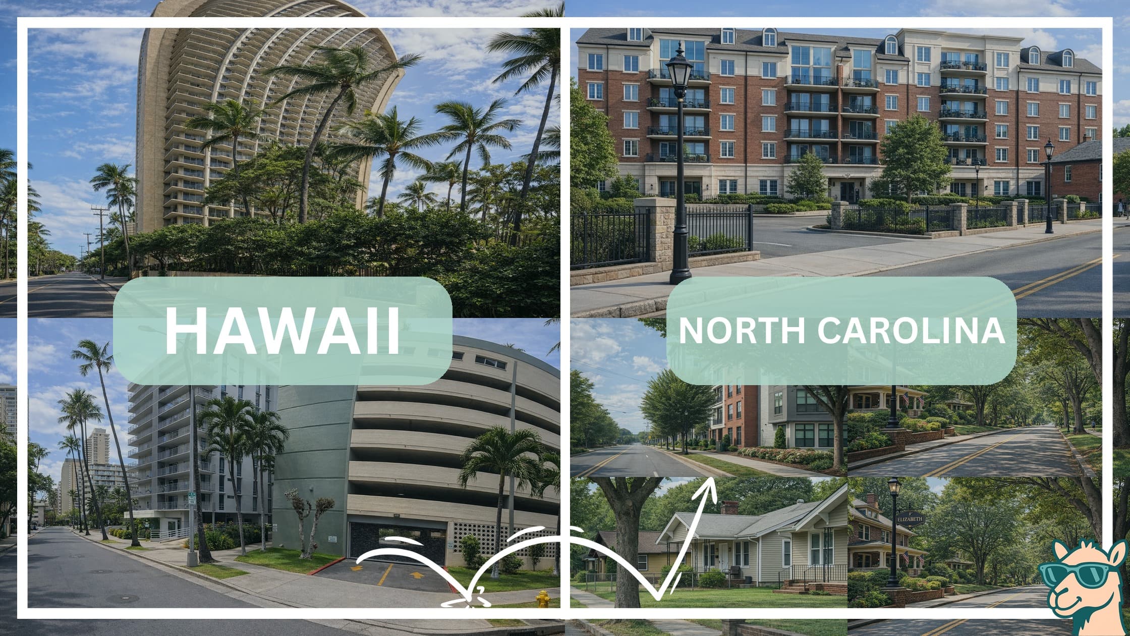 comparison of housing options and types between neighborhoods in Hawaii and North Carolina